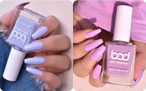 BAD COMPANY Non-Toxic Nail Polish Set (10ml x 2) - Quick Dry Long Lasting Nail Lacquer, Pastel Colors 75 & 98 - Perfect for Home Manicures, Parties & Gift Giving