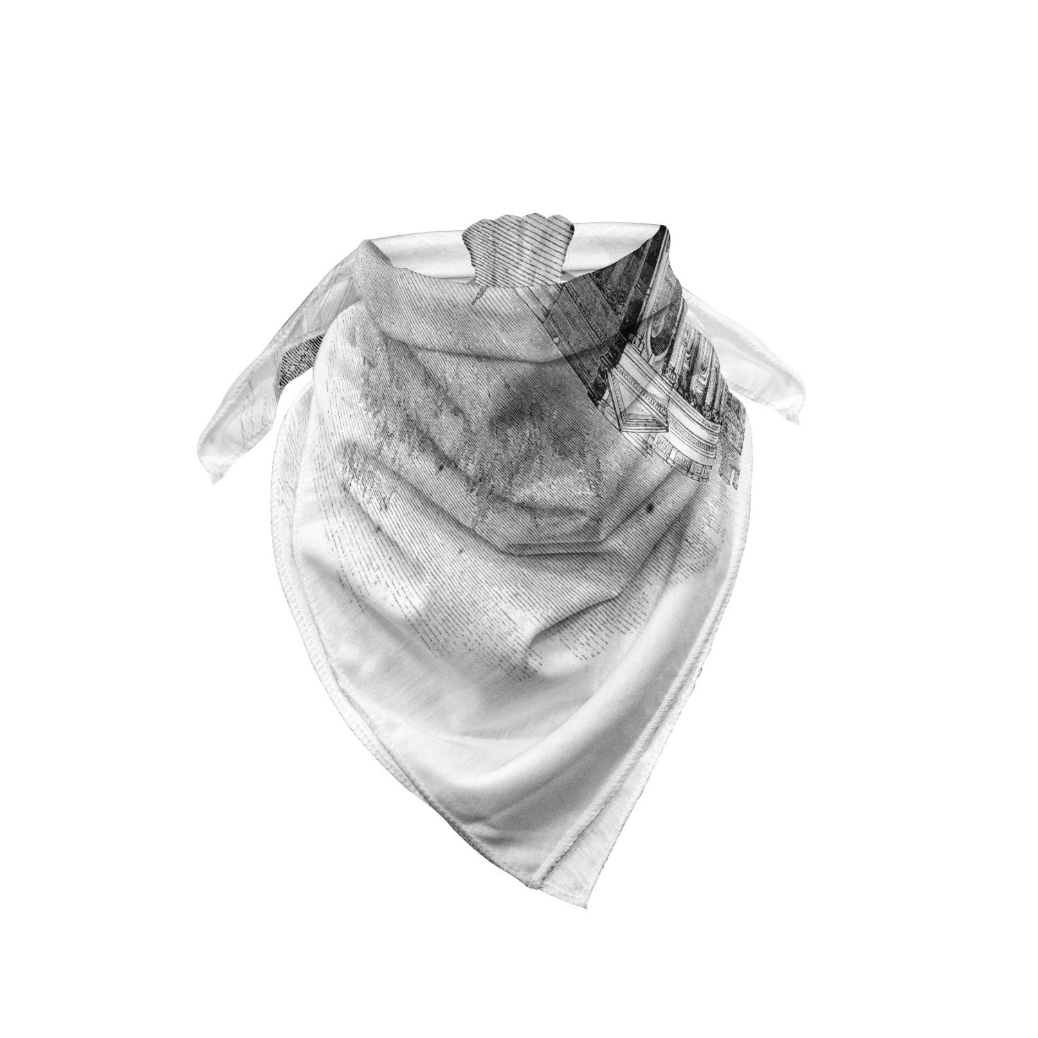 Lunarable Unisex Bandana - Dublin Engraved Style Parliament Print in Charcoal Grey & Pale Taupe - Fashionable Headwear for Outdoor, Music Festivals & Casual Wear