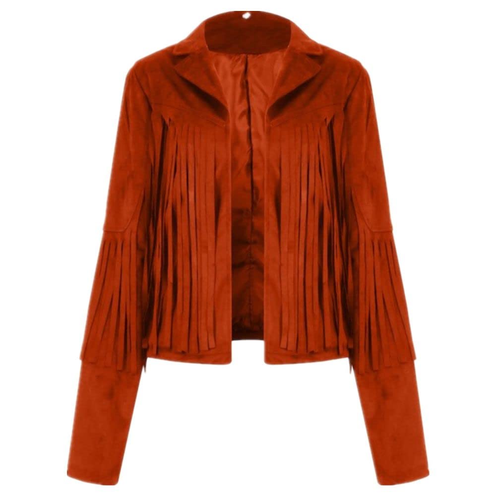 Women's Woolen Tassel Jacket Coat - Stylish Casual Overwear for Fall & Winter Outdoor Adventures