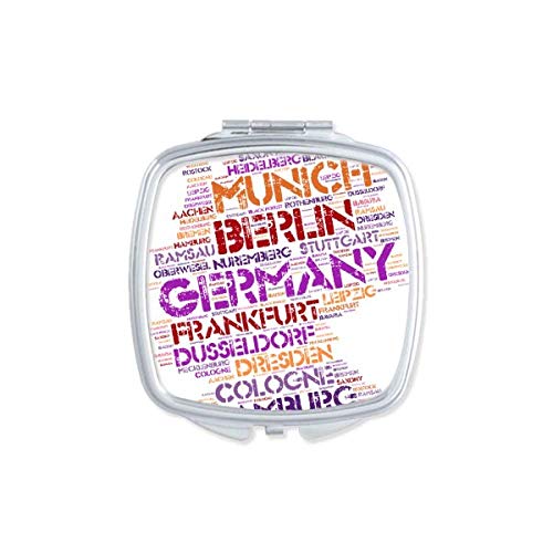 DIYthinker Germany City Name Map Style Compact Pocket Mirror - Double Sided Glass Makeup Mirror for Travel, Home, Office & Gift Giving