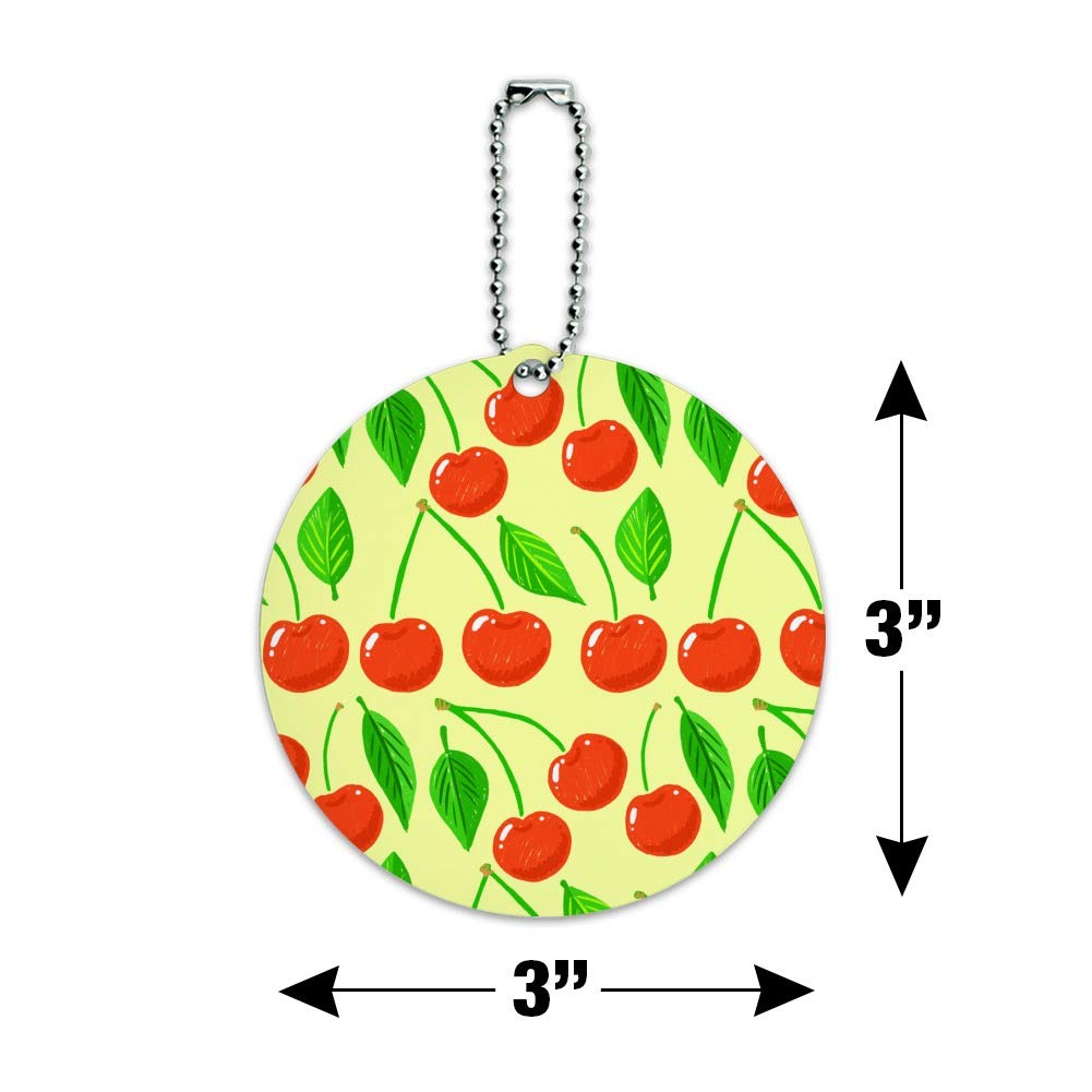 Cherry Print Luggage Tag - Cute Round ID Tag for Suitcases & Carry-On Bags - Perfect for Travel, Vacation & Business Trips
