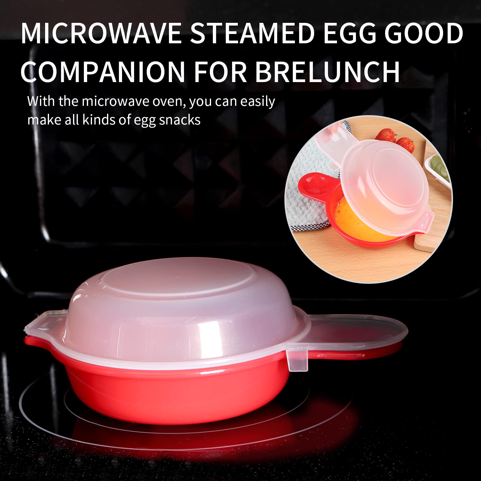2-Pack Microwave Egg Cooker Set – 1-Minute Fast Egg Hamburg & Omelet Maker – Red & Clear Kitchen Cooking Tool – Perfect for Breakfast, Meal Prep & Quick Snacks