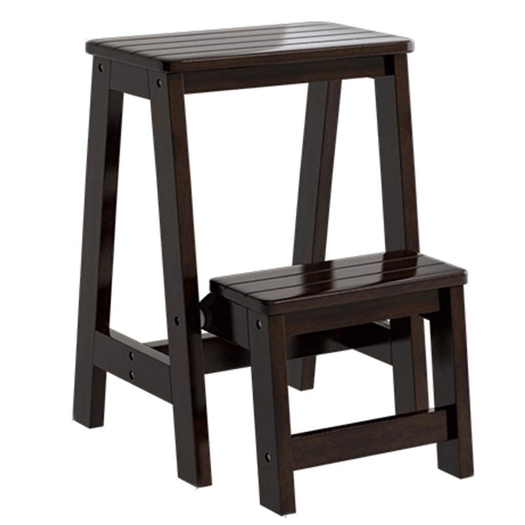 Foldable Step Stool with Handle - Solid Wood Portable Shoe Bench, Footrest, Ladder Stool for Home, Kitchen, Bathroom, and Closet Organization