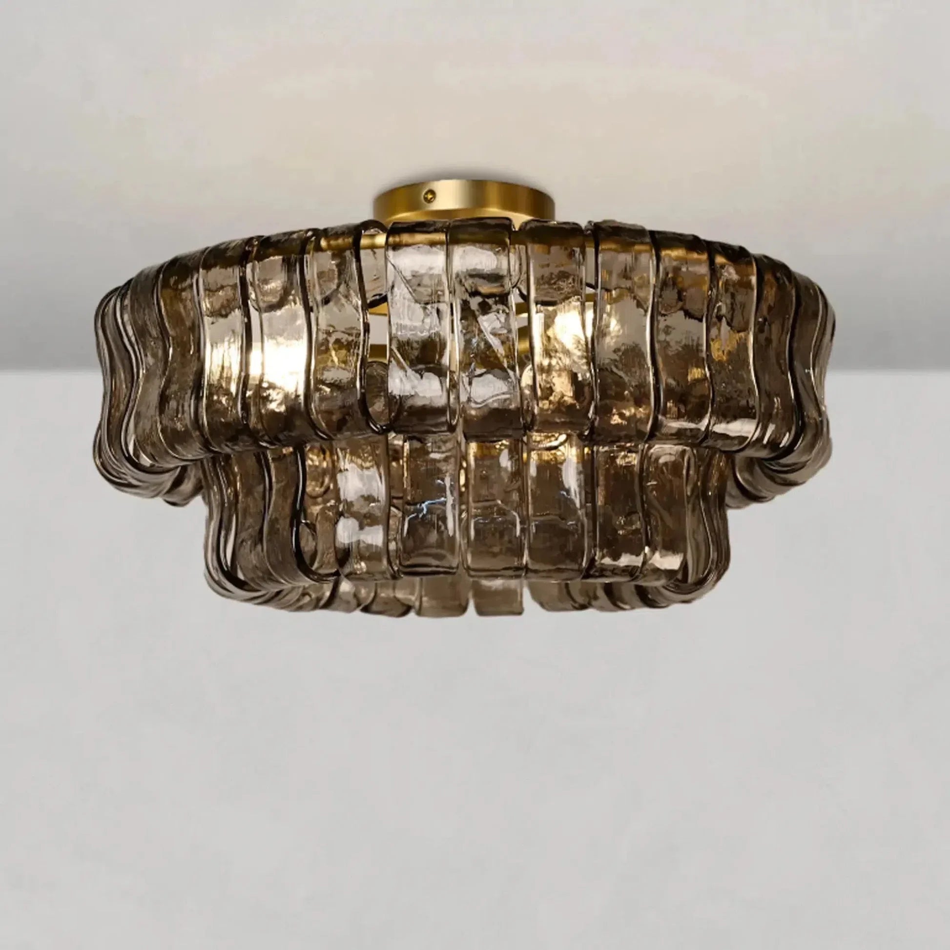 Modern Glass Flushmount Ceiling Light - Sleek Crystal Chandelier for Living Room, Bedroom & Dining Room - Elegant Home Lighting Fixture