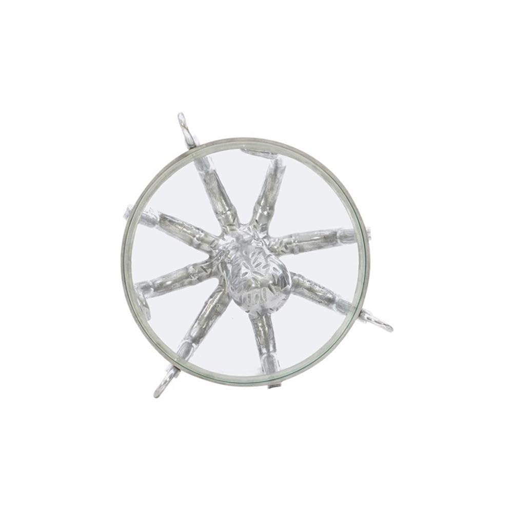 Linon Olivia Octopus Silver Aluminum and Glass Side Table - Perfect for Living Room, Bedroom, or Office Decor