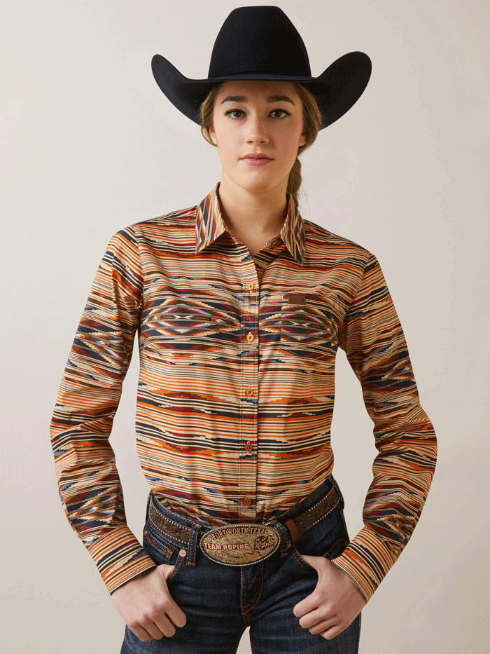 Ariat Women's Kirby Stretch Shirt - Sunset Saltillo Tan - Comfortable Western Shirt for Riding, Work & Casual Wear