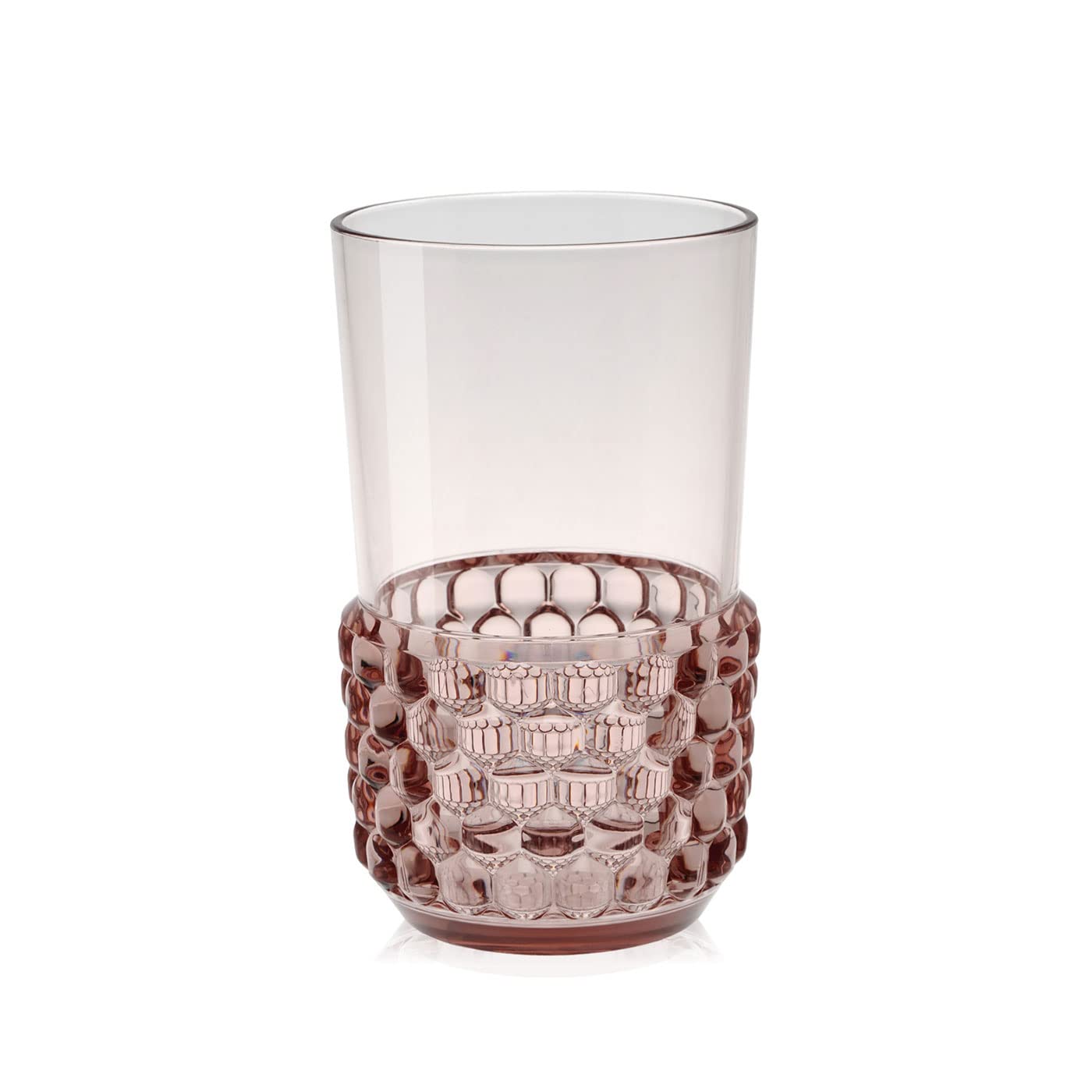 Kartell Jelly's Long Drink Glass Set - 6-Piece Transparent Pink Cocktail Glasses (8.5cm Diameter x 15cm Height) - Perfect for Cocktail Parties, Home Bars & Modern Tableware Collections