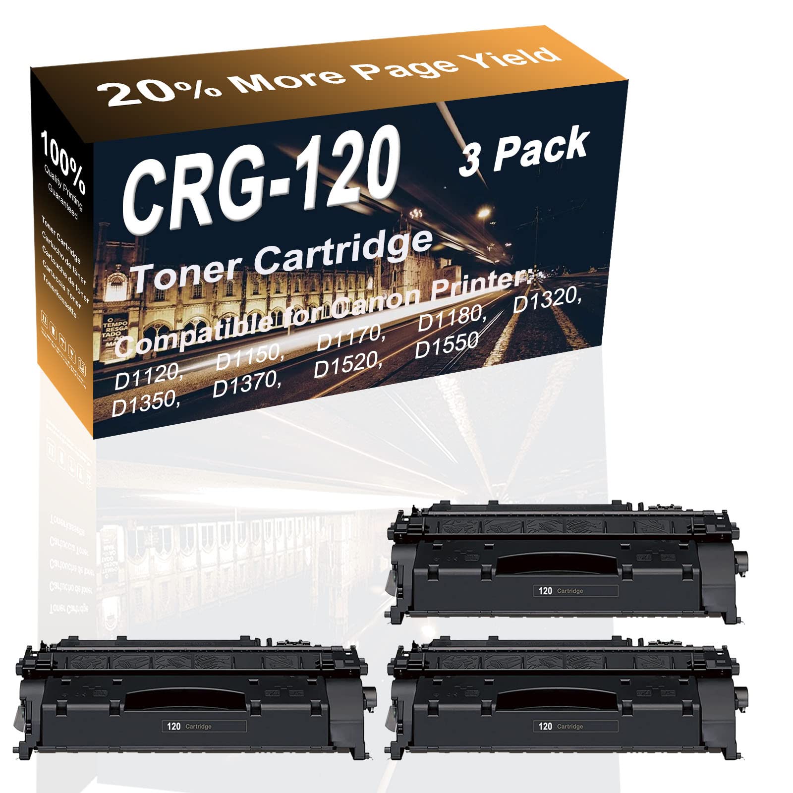 3-Pack Black High Yield Compatible Toner Cartridge for Canon 120 CRG-120 Laser Printer - Works with Canon D1180, D1350, D1320 Printers | Ideal for Office, Home & Small Business Printing Needs