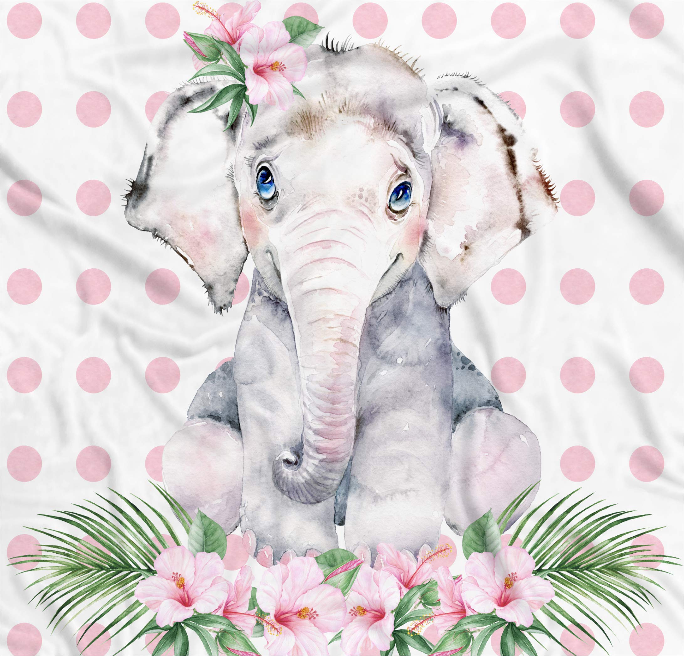 Personalized Baby Girl Elephant Blanket with Monogram - Soft Safari Theme Nursery Blanket (50
