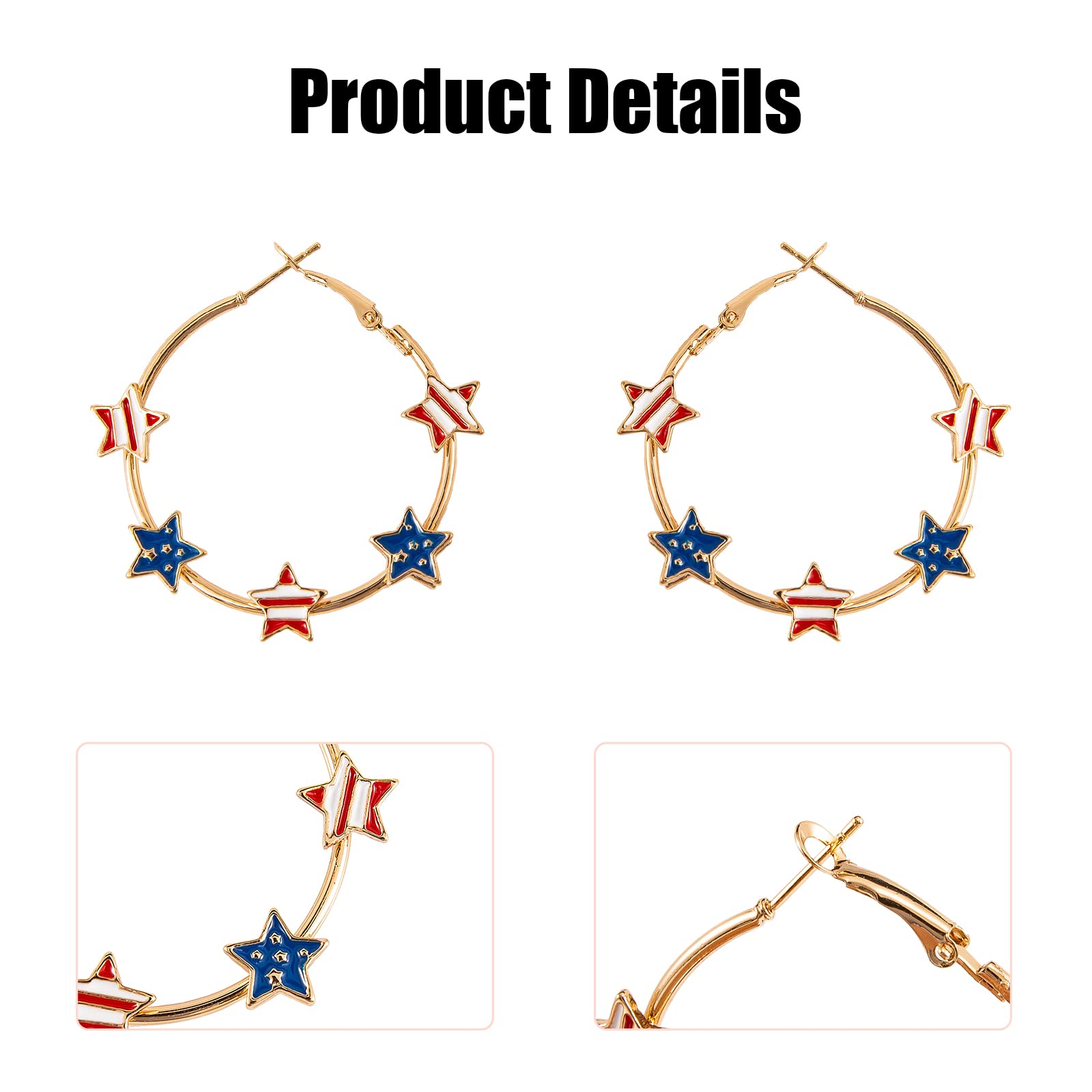 American Flag Hoop Earrings for Women - Red White & Blue Patriotic Jewelry | 4th of July, Independence Day Gifts | Perfect for Parties, Parades & National Celebrations
