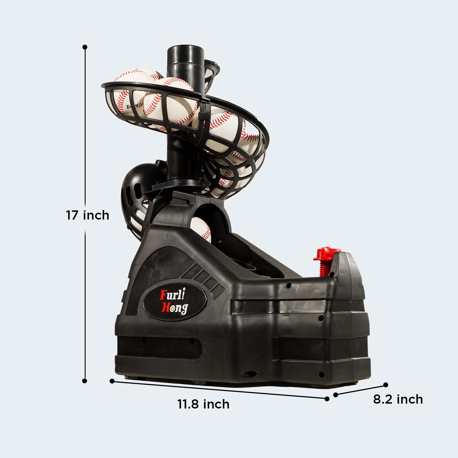 698BH Multi-Sport Ball Toss Machine - Baseball & Tennis Training Equipment with Battery/AC Power, Adjustable Ball Chute & Includes Practice Balls - Perfect for Solo Practice, Kids & Beginners (Backyard, Field, Court Training)