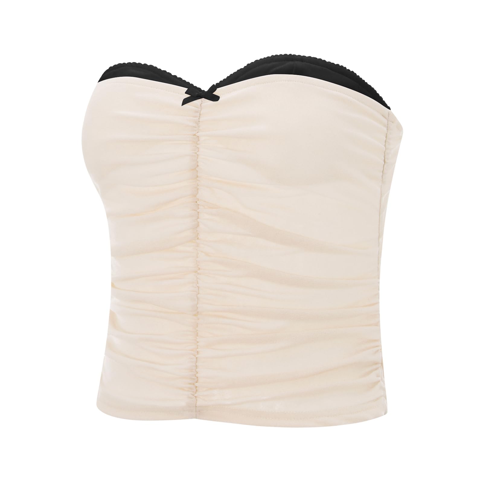 Women's Y2K Sexy Mesh Ruched Crop Tube Top - Strapless Bandeau Shirt for Summer | Perfect for Clubbing, Beach Outfits & Festival Wear