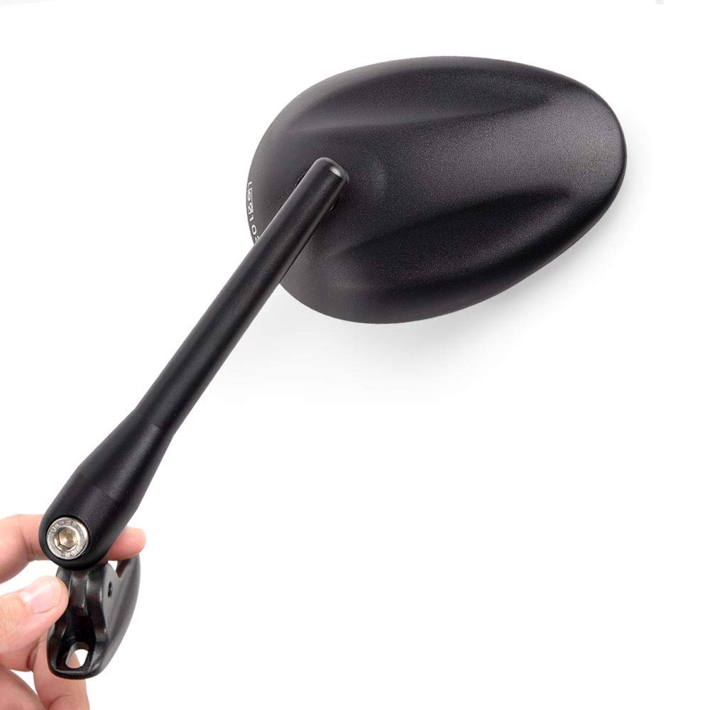 KiWAV Ellipse Black Motorcycle Mirrors - Fairing Mount with Black Adapter - Compatible with Ducati Panigale 899/959/1199/1299 - High Visibility Rearview Mirrors for Street & Track Riding