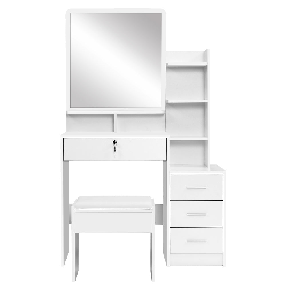 Vanity Mirror Stool with Jewelry Storage & Makeup Organizer Drawers - Perfect for Bedroom, Dressing Room & Beauty Salon