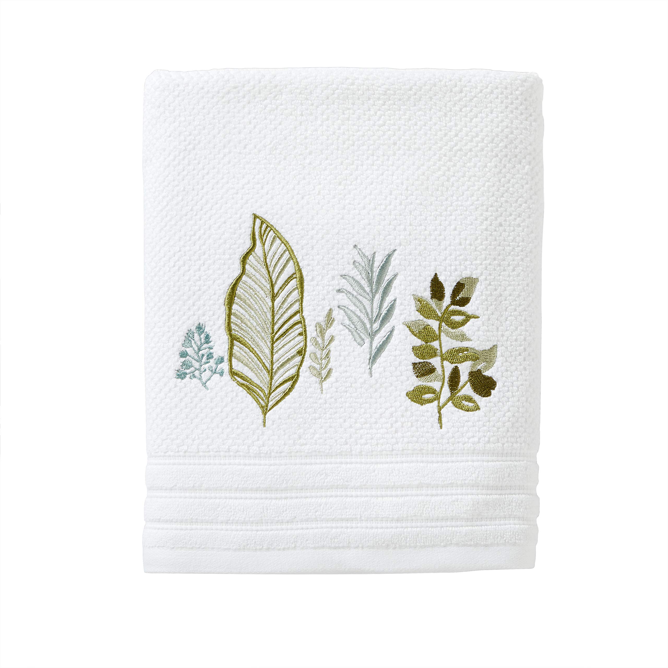 SKL Home Sprouted Palm Bath Towel Set - Soft Absorbent Quick-Dry White Towels for Spa, Beach & Luxury Bathroom Decor - 2 Pack