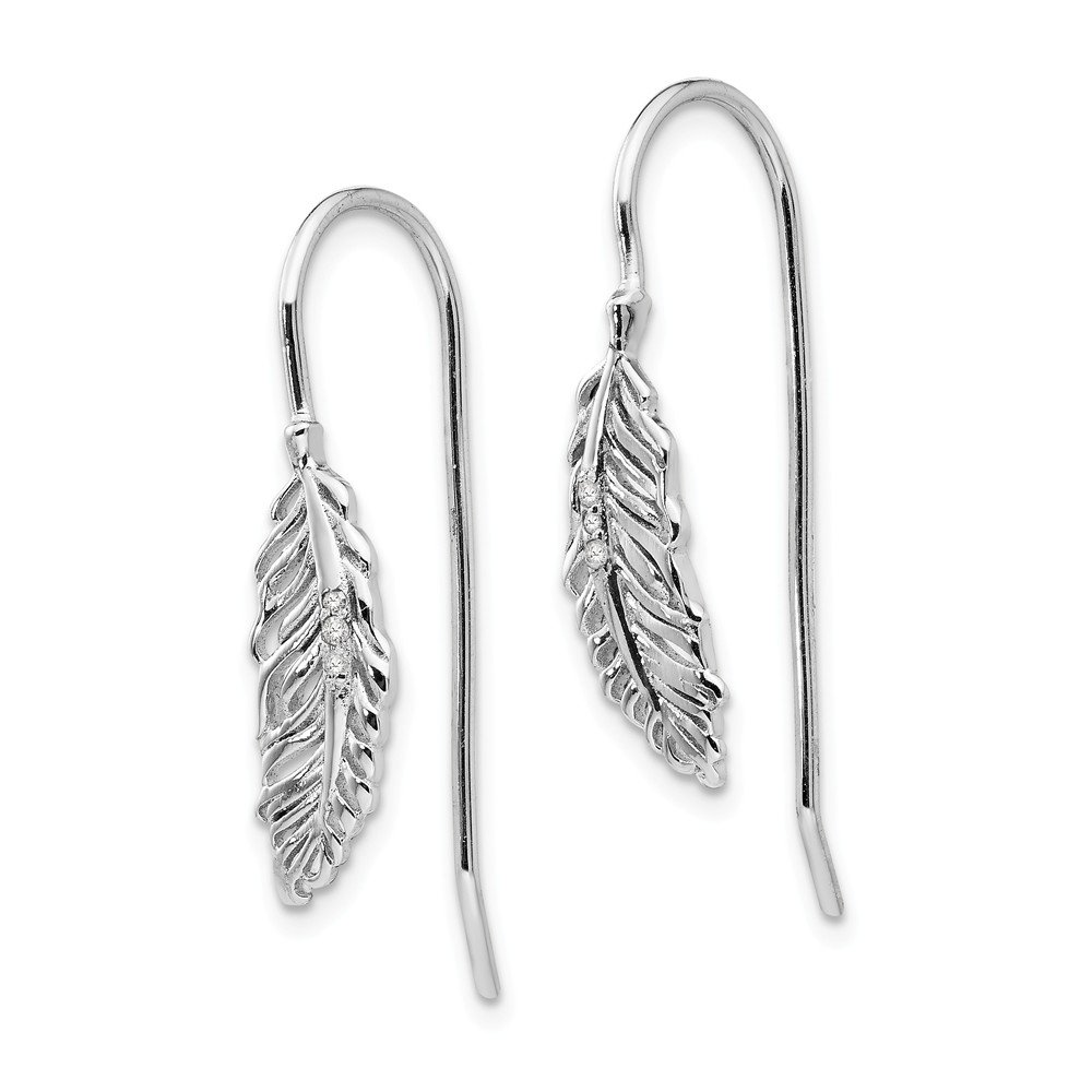 925 Sterling Silver White Ice Diamond Feather Dangle Earrings for Women - Elegant Party & Wedding Jewelry Gift