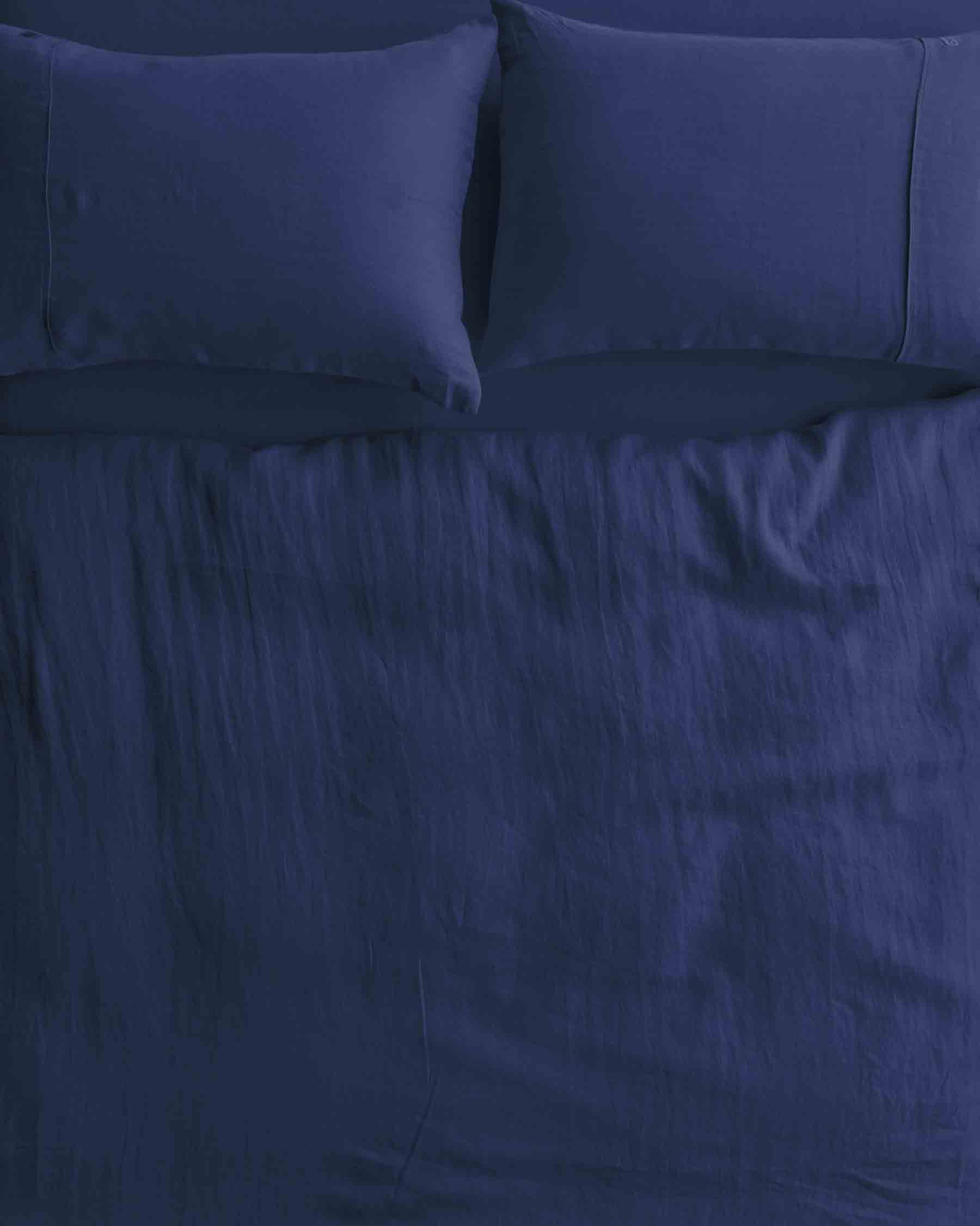 Premium Indigo Linen Quilt Cover Set - Breathable & Soft Bedding for All Seasons - Perfect for Master Bedroom, Guest Room & Cozy Home Decor (US)