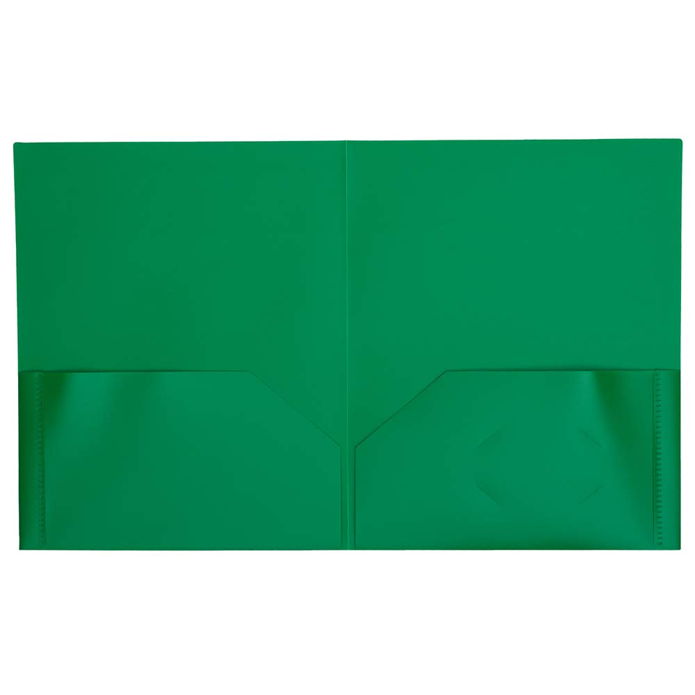 Durable Plastic 2 Pocket POP Folders for School & Office - Bulk Pack of 96 Green Folders - Perfect for Organizing Documents, Homework & Office Files