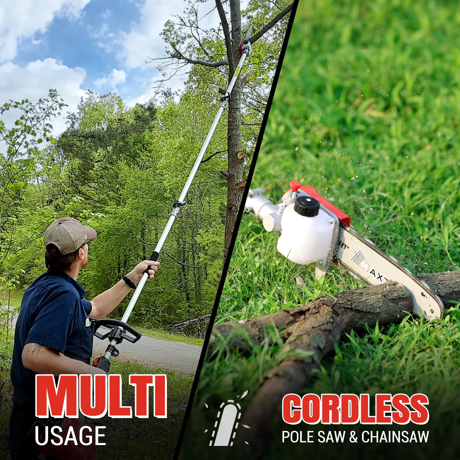 **Gas Powered Pole Saw - 16-FT Reach Cordless Chainsaw with 3.6ft Extension Pole for Tree Trimming & Pruning | Ideal for Tree Limb Cutting, Landscaping & DIY Yard Maintenance**