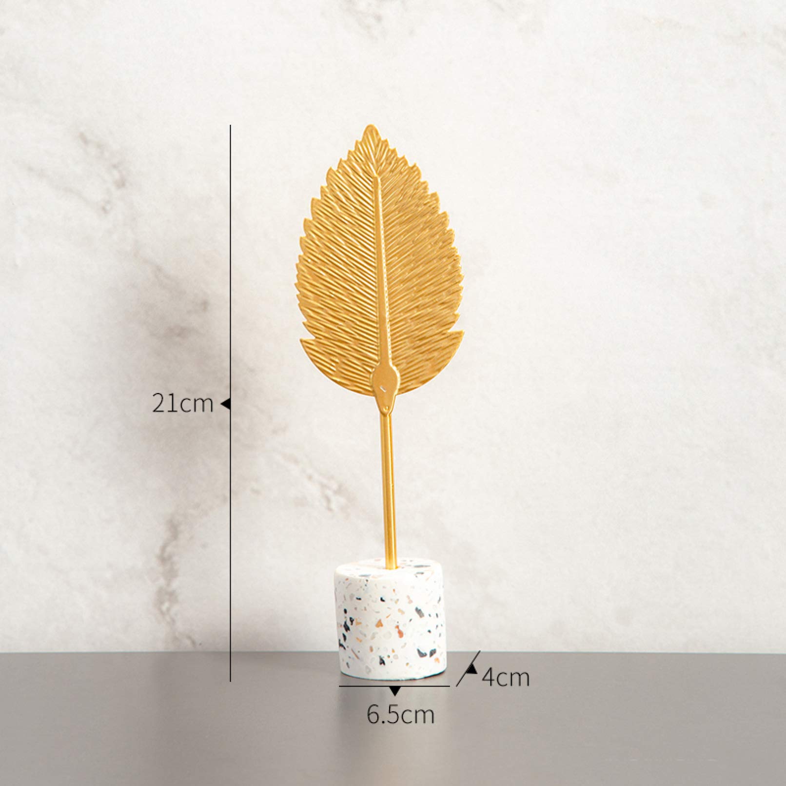 KKONION Nordic Golden Leaf Statue - Modern Metal Flower Sculpture, Contemporary Art Plant Figurine for Home & Office Decor - Perfect for Bookshelf, TV Stand, Desk & Living Room Décor