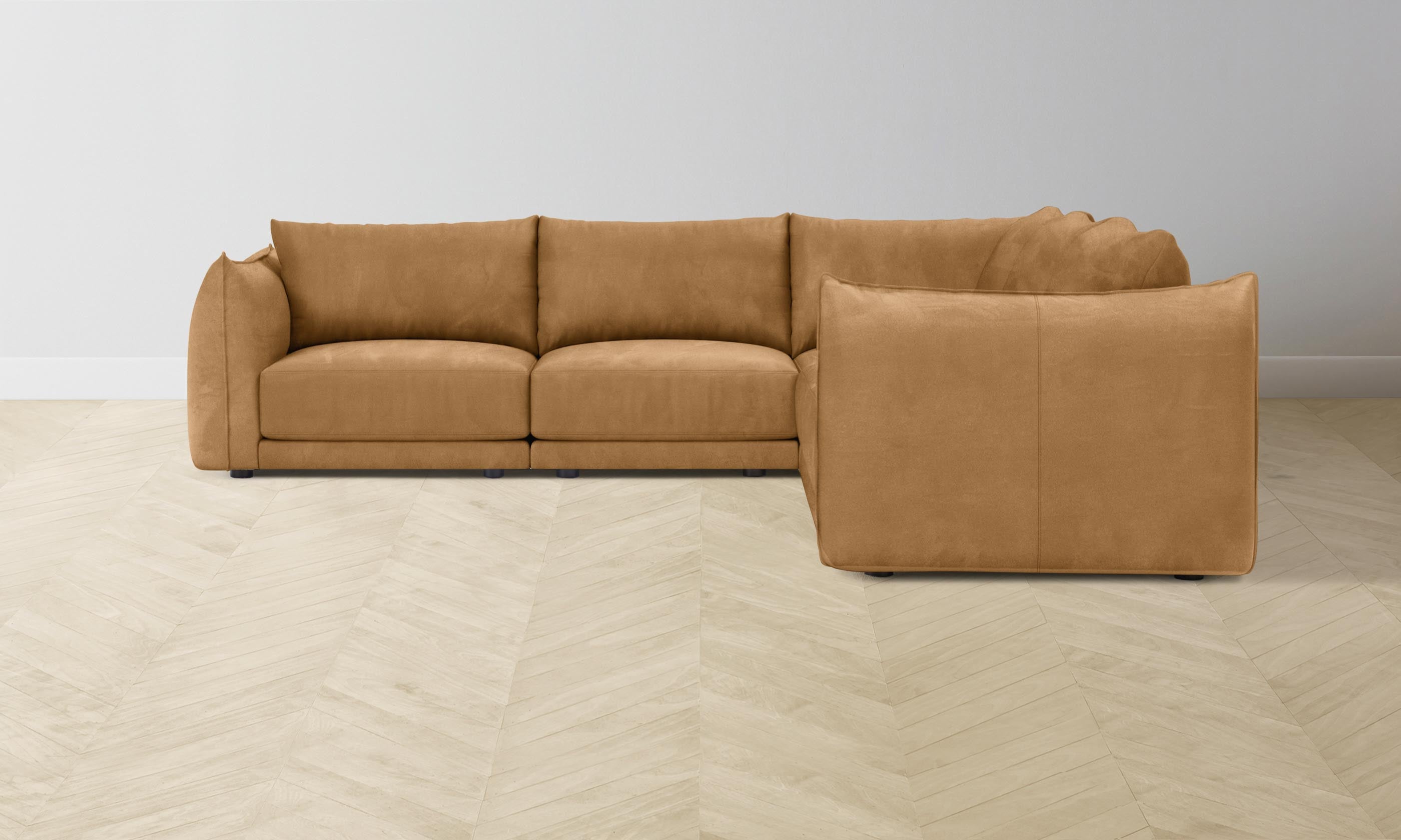 The Jones Modular Sectional Sofa - Premium Nubuck Leather in Saddle Brown | Perfect for Living Room, Family Room & Home Theater Seating