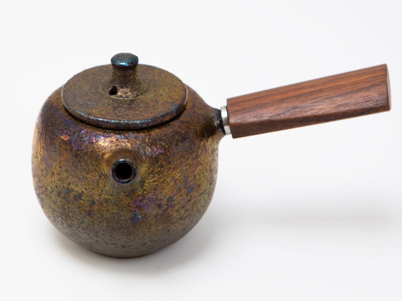 Premium Japanese Fire Walnut Kyusu Teapot - Handcrafted Cast Iron Teapot for Loose Leaf Tea - Perfect for Green Tea, Oolong Tea & Herbal Tea Brewing at Home or Office