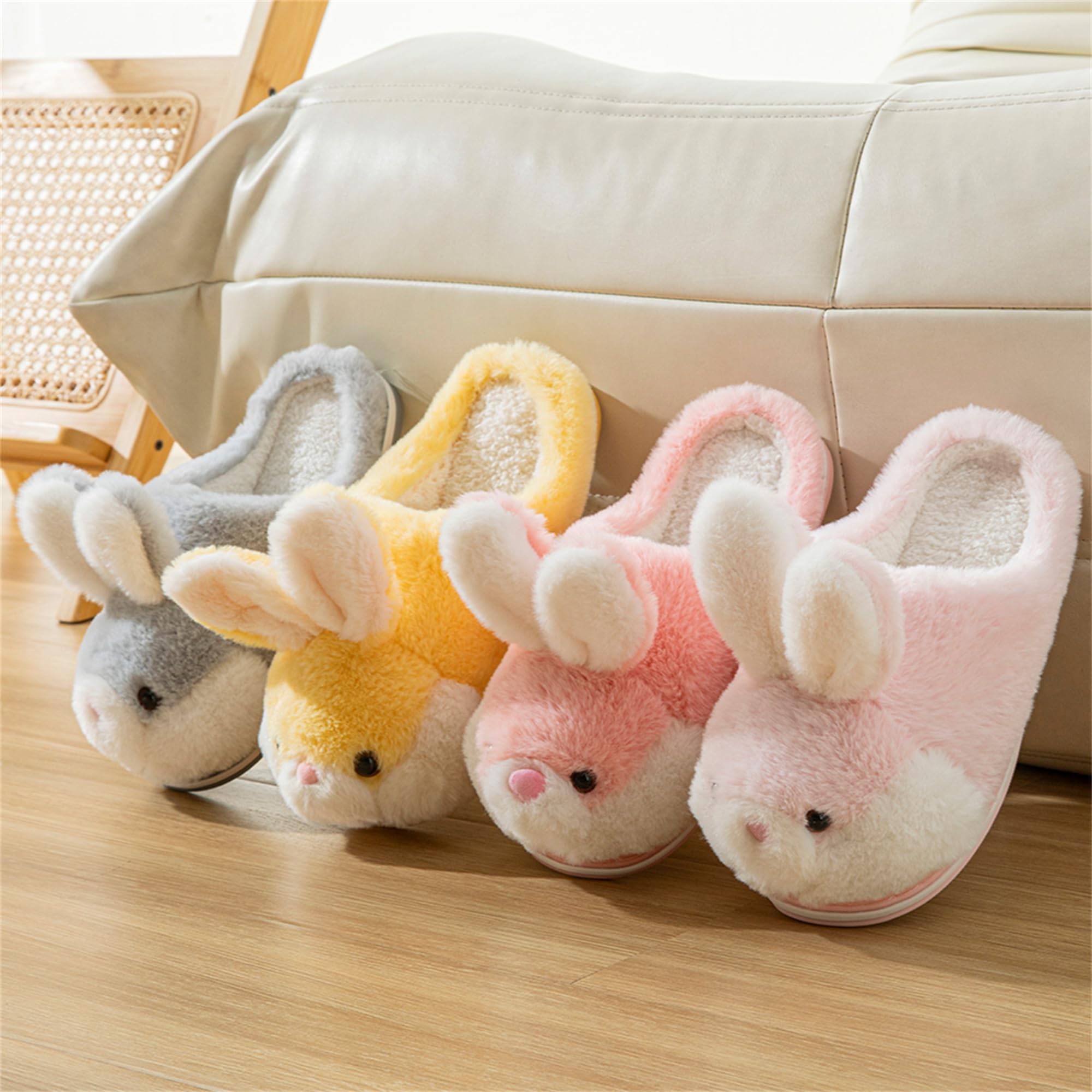 LANFIRE Women's Cute Rabbit Animal Slippers - Soft Plush Fuzzy Winter House Shoes for Women, Warm Cozy Indoor Slippers with Non-Slip Sole | Perfect for Home, Lounge, and Gift Giving