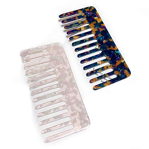 Unbreakable Fine Tooth Pocket Hair Combs for Women & Men - 2 Pack Plastic Combs for Travel, Purse, Gym & Everyday Styling