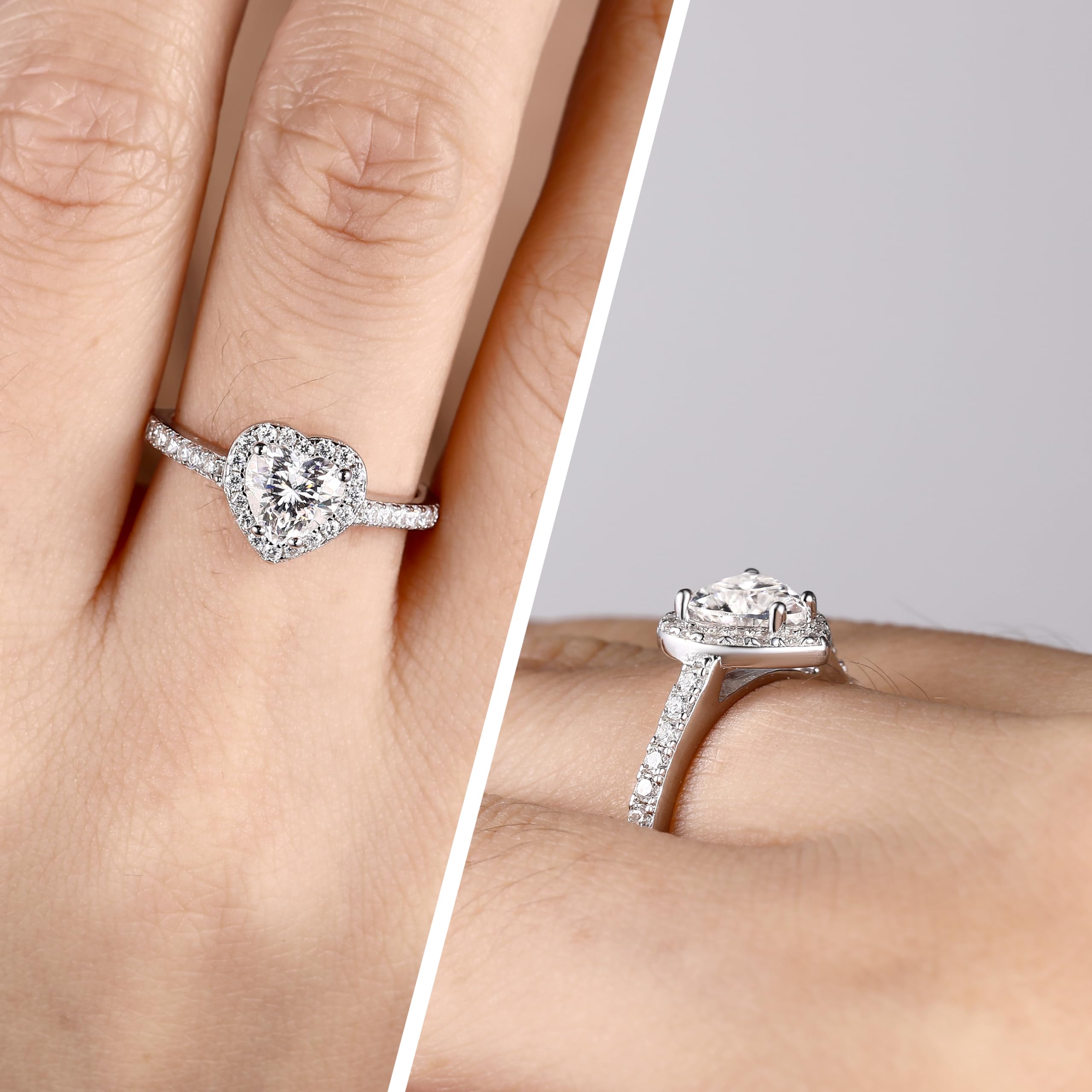 Moissanite Engagement Ring for Women - D Color VVS1 Moissanite Sterling Silver Wedding Band - Perfect for Proposals, Anniversaries & Special Occasions