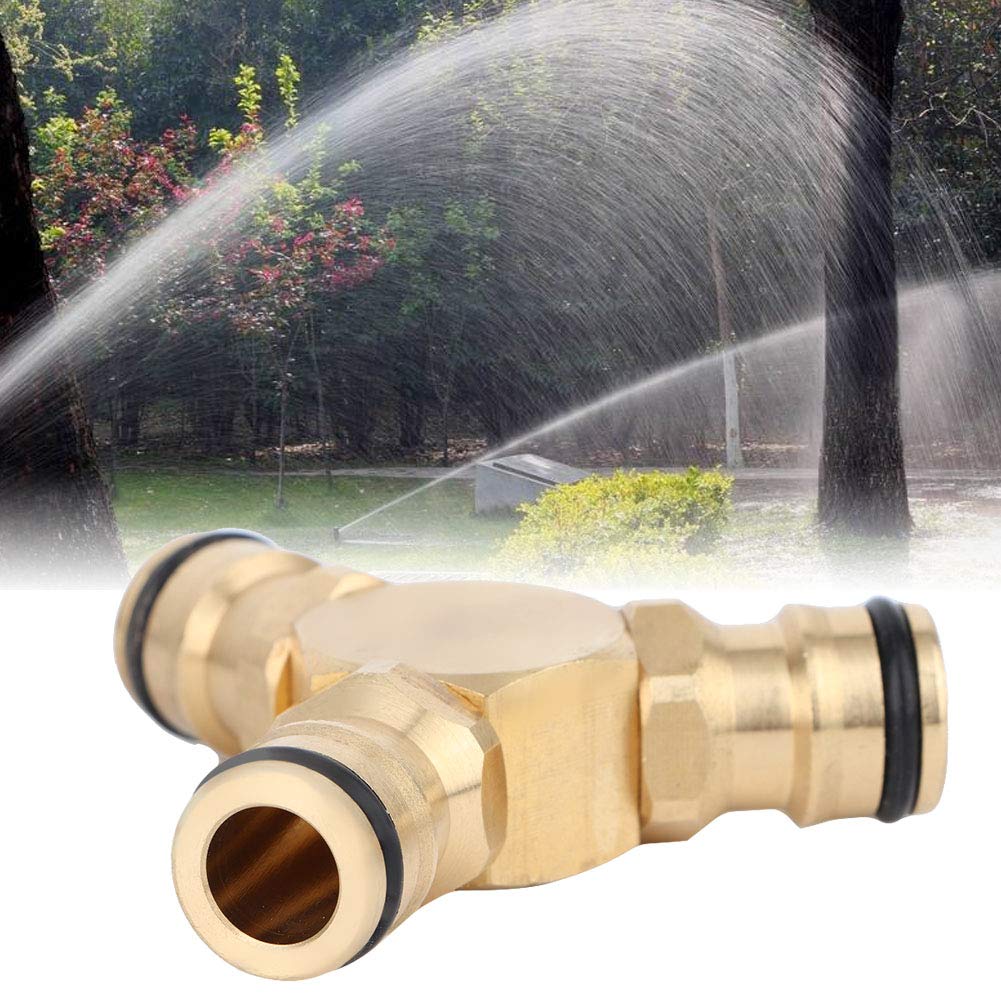 Brass Garden Hose Connector 0.6In - Quick Connect Tee Adapter for Water Pipes, Home Irrigation & Lawn Care - Durable Outdoor Watering Solution for Garden, Yard & Farm Use