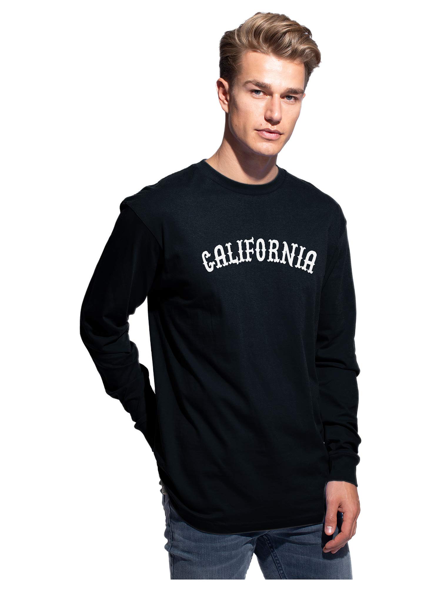 Daxton Retro California Arch Font Long Sleeve T-Shirt | Soft Medium Weight Cotton Tee | Vintage Style Casual Wear for Men & Women