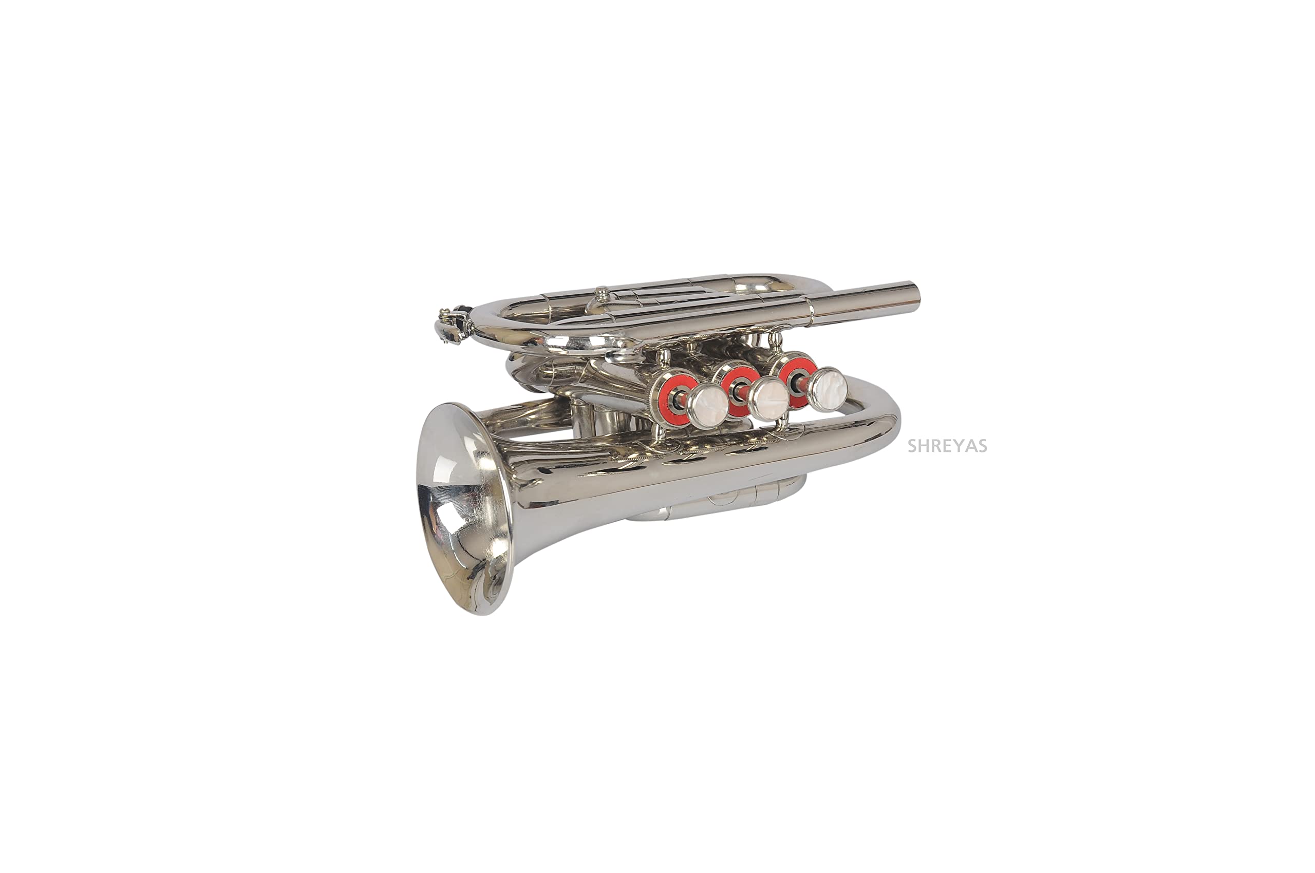 Professional Bb Pocket Trumpet Nickel Plated - Compact Brass Instrument with Hard Case & Mouthpiece - Perfect for Travel, Practice & Jazz Performances