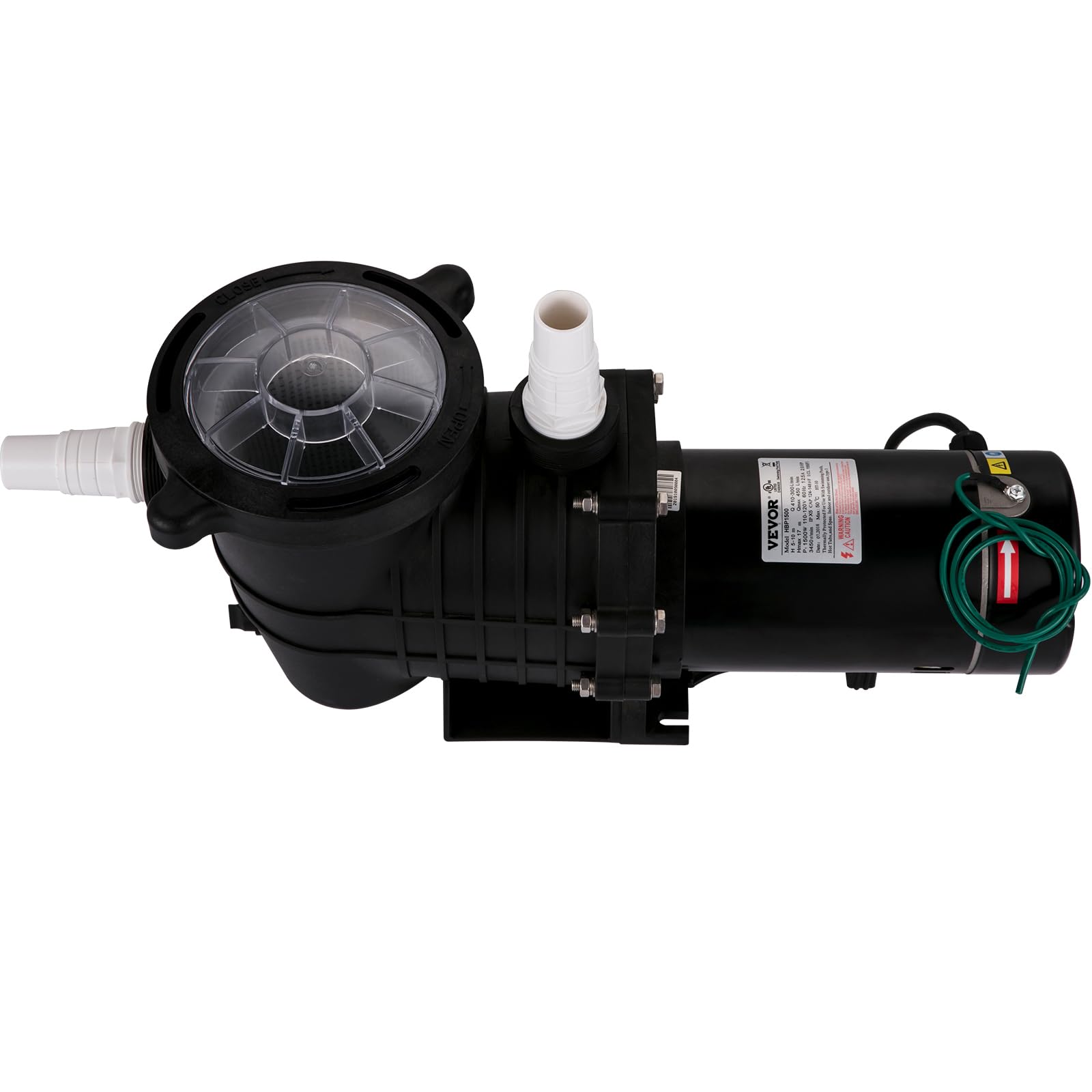 VEVOR 1.5 HP Swimming Pool Pump, 115V 1100W Single Speed Above Ground Pool Pump with Strainer Basket, 5280 GPH Max Flow - ETL Certified for Safety | Perfect for Backyard Pools, Water Circulation and Filtration Systems