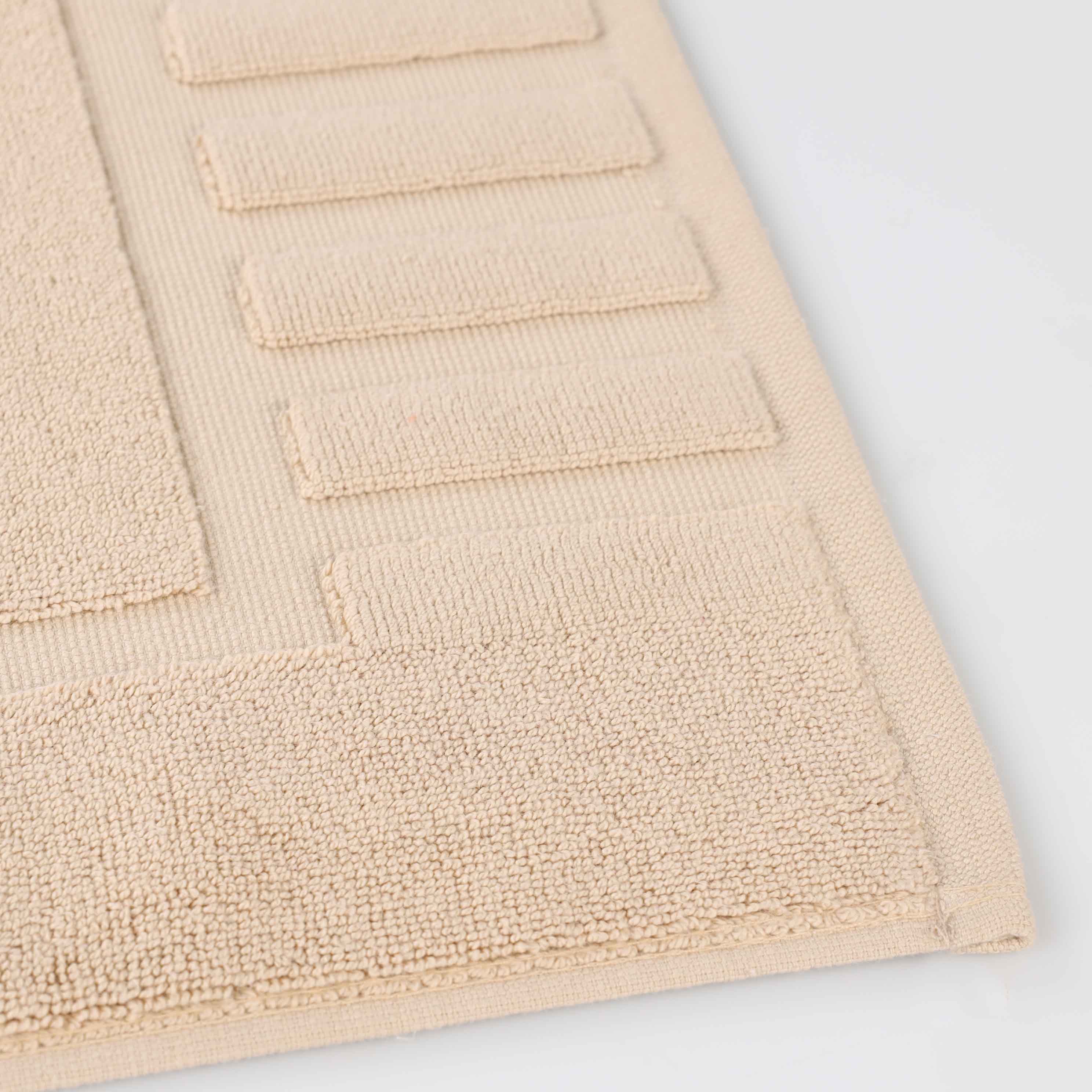 Premium Cotton Modern Geometric Border Absorbent Bath Mat Set of 2 - Non-Slip Soft Bathroom Rug for Bathroom Floor, Shower, Vanity Area - Home Decor Essentials