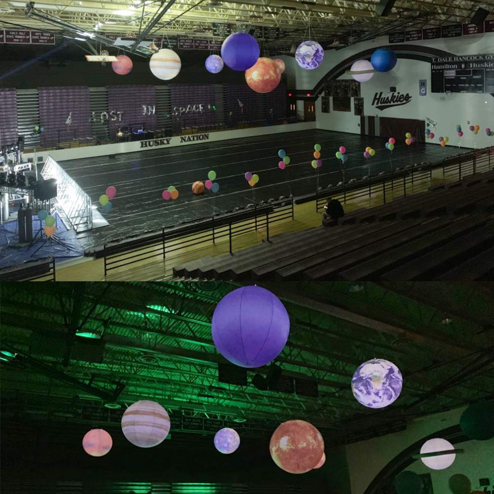 Sayok 40'' Large Inflatable Solar System Set - 11 PVC Planet Balloons (0.25mm Thick) Including Sun, Moon & Pluto with Air Pump - Perfect for Classroom Education, Planetarium Displays & Space-Themed Party Decorations