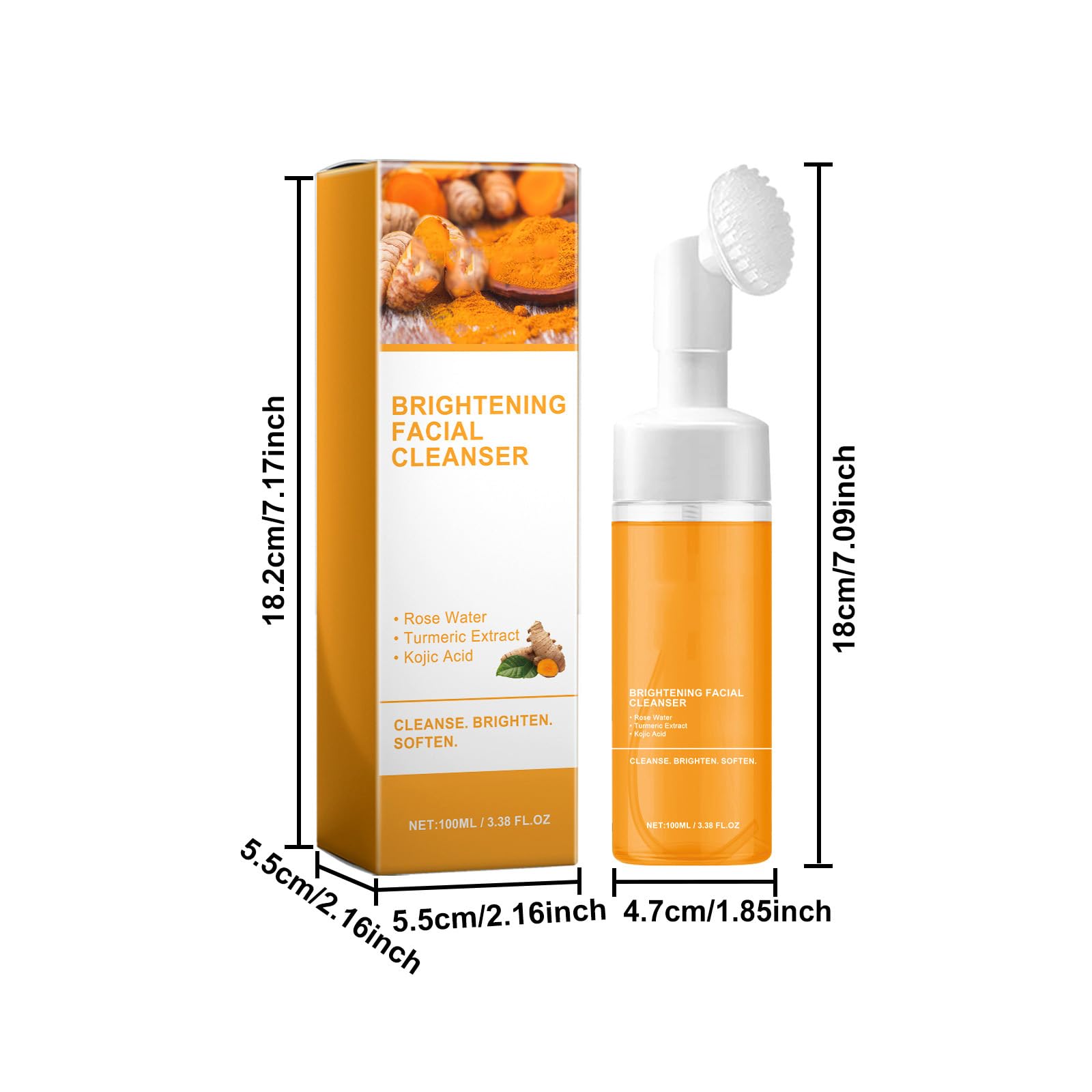 Best Turmeric Facial Cleanser & Foaming Wash for All Skin Types - Brightening & Acne-Fighting Face Wash for Glowing Skin | Daily Skincare Routine, Sensitive Skin Care, Anti-Aging Solution