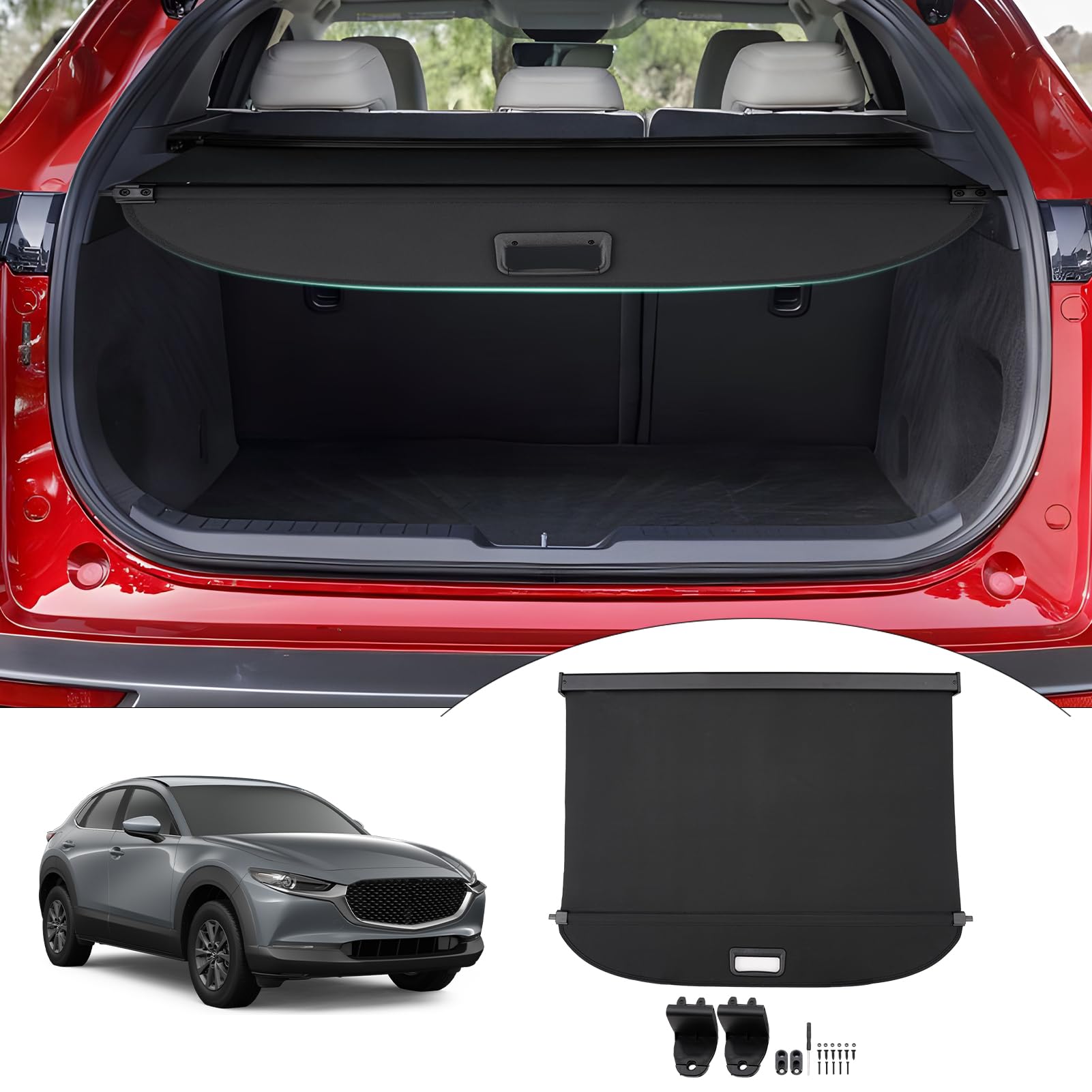 2020-2025 Mazda CX-30 Retractable Cargo Cover - All Weather Trunk Protector, UV Shade & Luggage Concealer | Perfect for Road Trips, Grocery Hauling & Outdoor Adventures