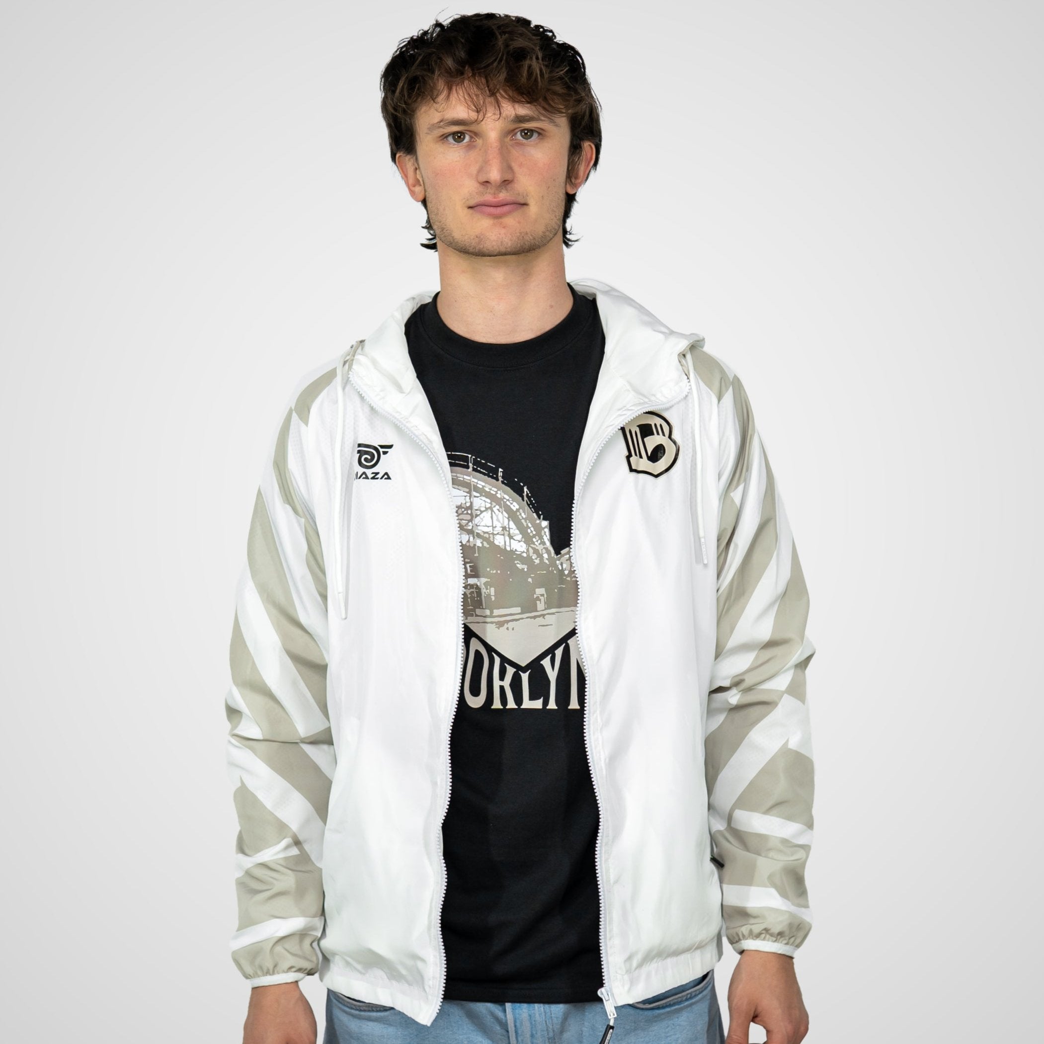 Brooklyn FC White Windbreaker Jacket - Lightweight Waterproof Running Jacket for Men & Women - Perfect for Outdoor Sports, Jogging, and Casual Wear