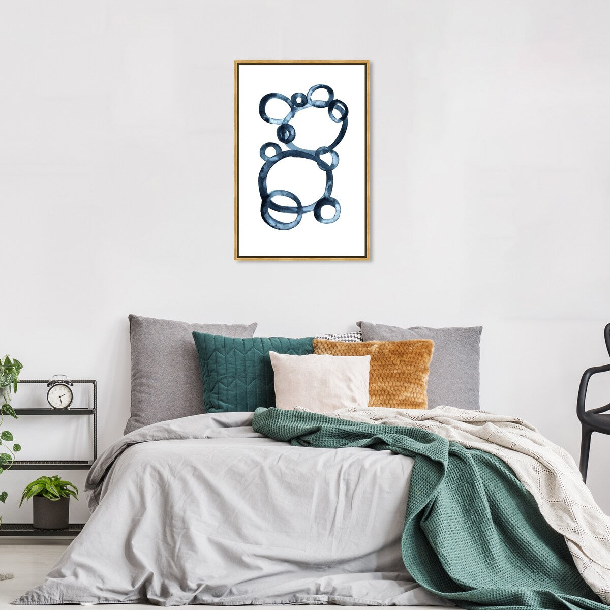 Bear Bubbles Canvas Wall Art - Modern Baby Bear Finger Painting Print - White Framed Contemporary Nursery Decor for Boys Room - Perfect for Baby Showers & Kids Bedroom Decor