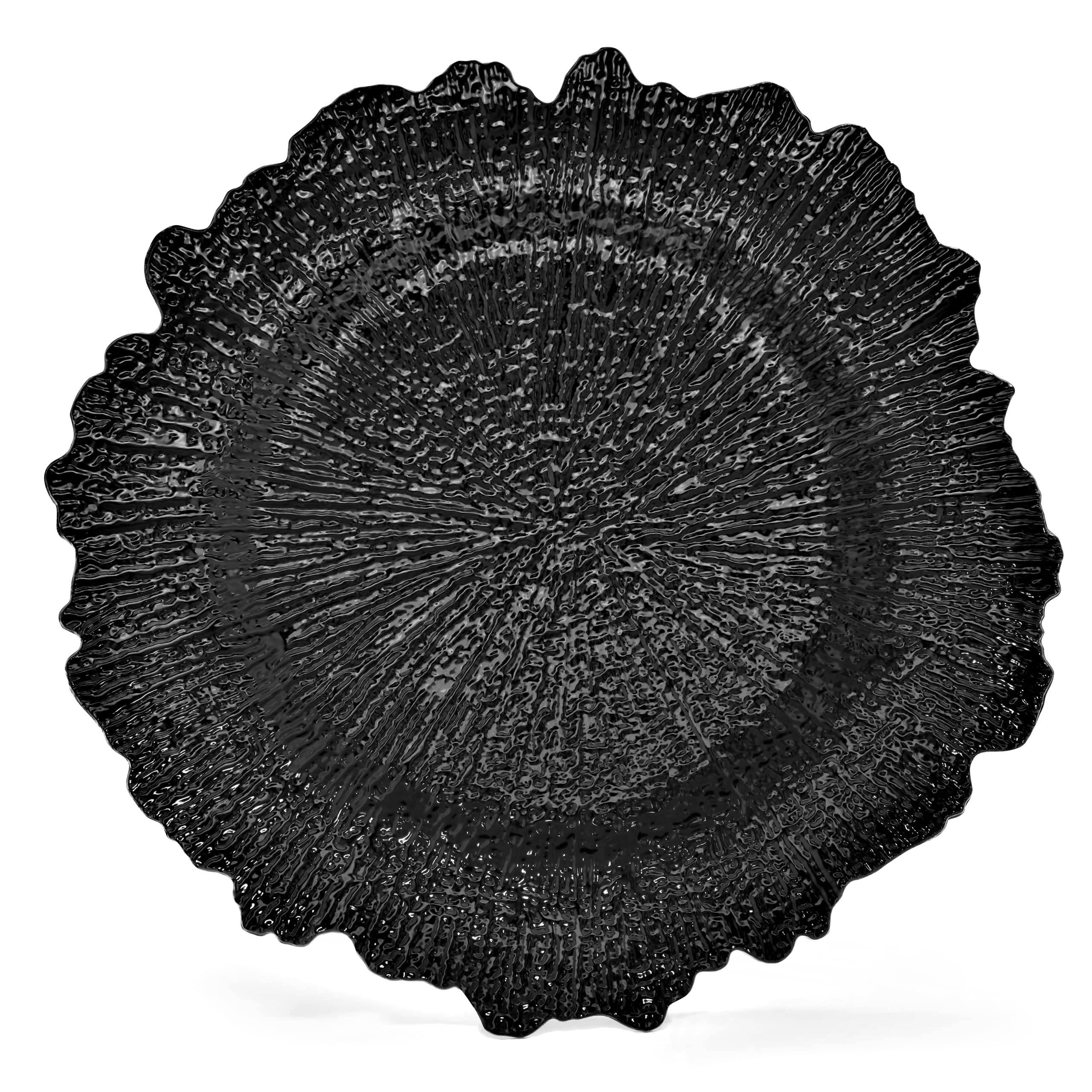 40-Piece 13'' Round Plastic Acrylic Wedding Charger Plates - Coral & Black for Elegant Dinner Parties, Wedding Decorations & Special Events