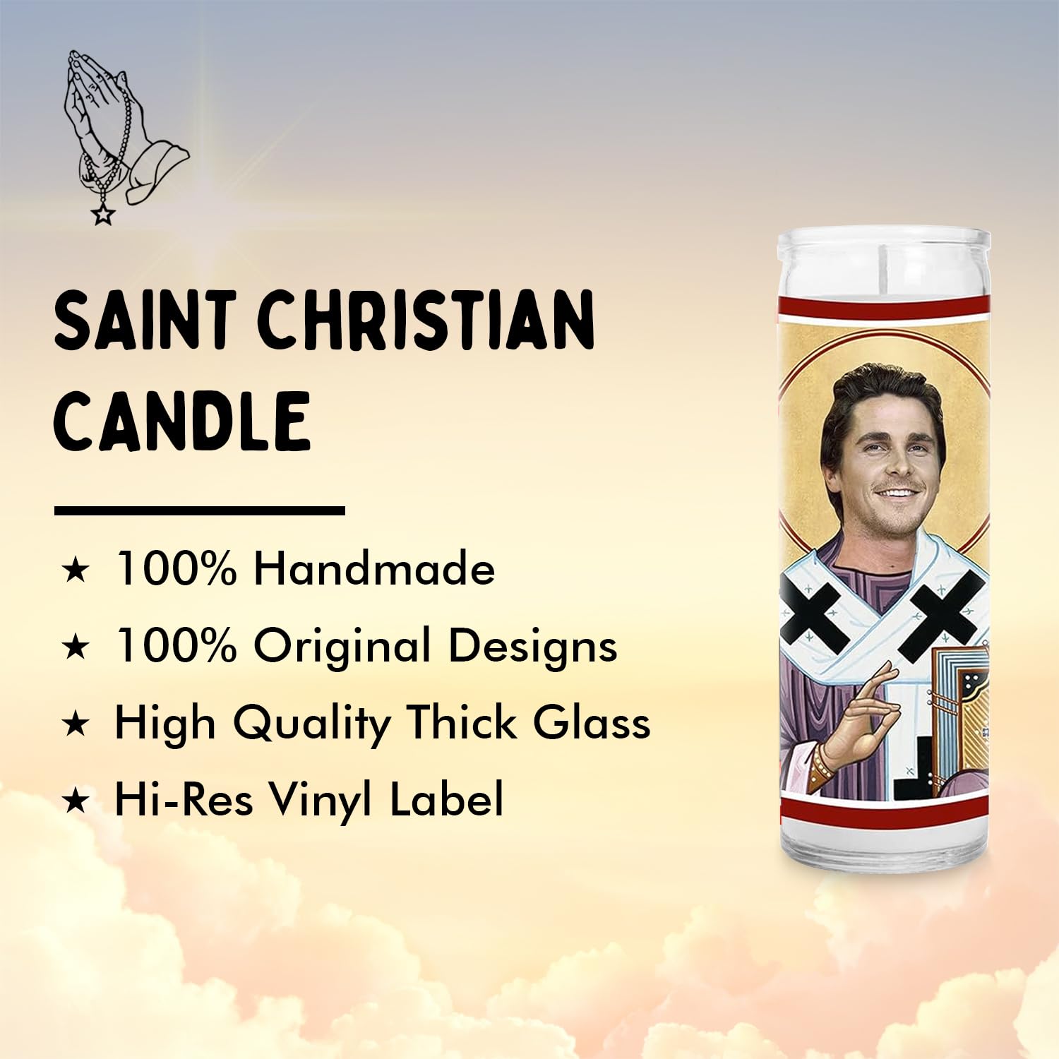 8 Inch Celebrity Prayer Candle - Handmade Saint Candle in USA - Glass Votive for Home Altar, Religious Gifts & Novelty Celebrity Present - Perfect for Spiritual Rituals, Home Decor & Unique Gift Giving
