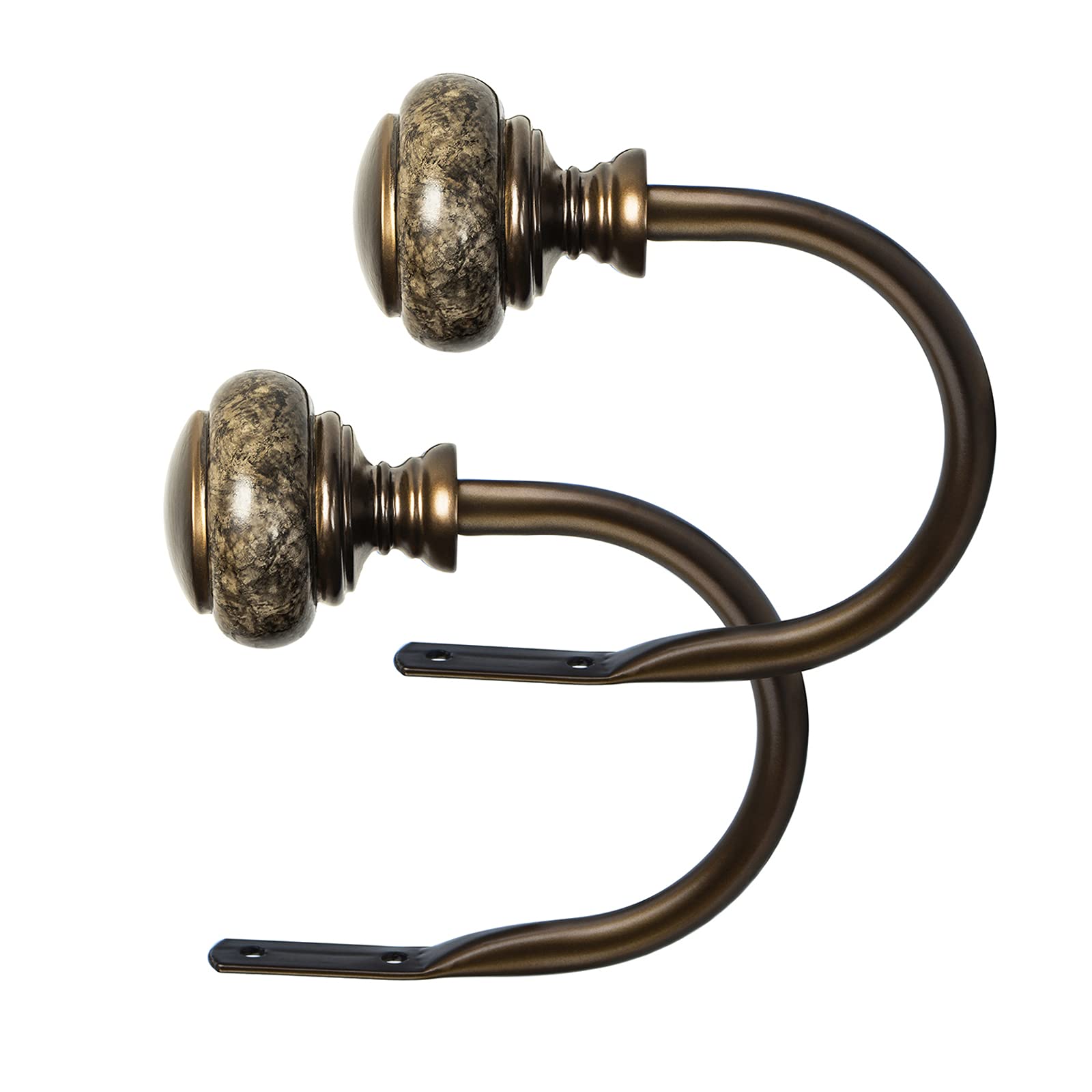 KAMANINA Decorative Curtain Holdbacks - Elegant Marbled Finials in Bronze (2 Pack) - Perfect for Living Room, Bedroom & Window Dressing