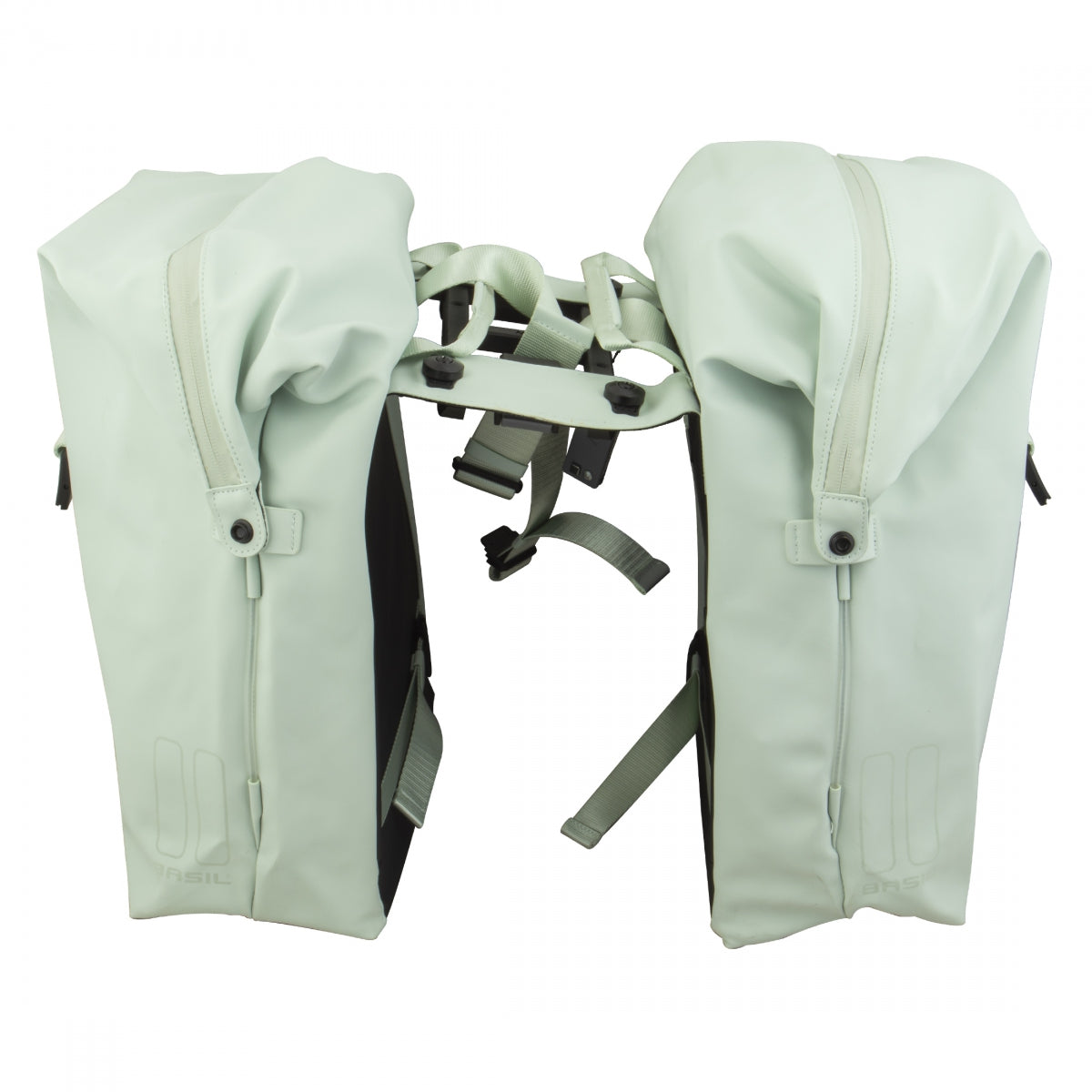 2 Pack Basil SoHo Nordlicht Double Pannier Bike Bags - Pastel Green, 12.2x5.1x14.6 Inches - Waterproof Cycling Panniers for Commuting, Shopping & Urban Travel (MIK Certified)