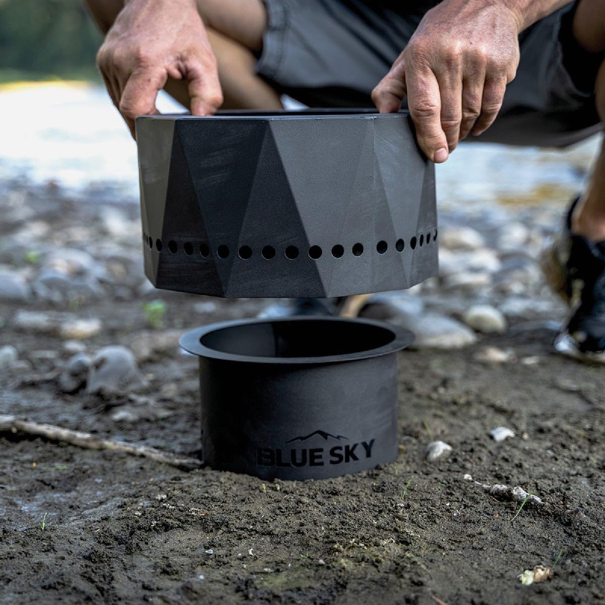 Blue Sky Outdoor Living Pike Ultra Portable Fire Pit - Smokeless Camping Fire Pit with Carry Bag, Black - Perfect for Backyard, Beach, and Camping Trips