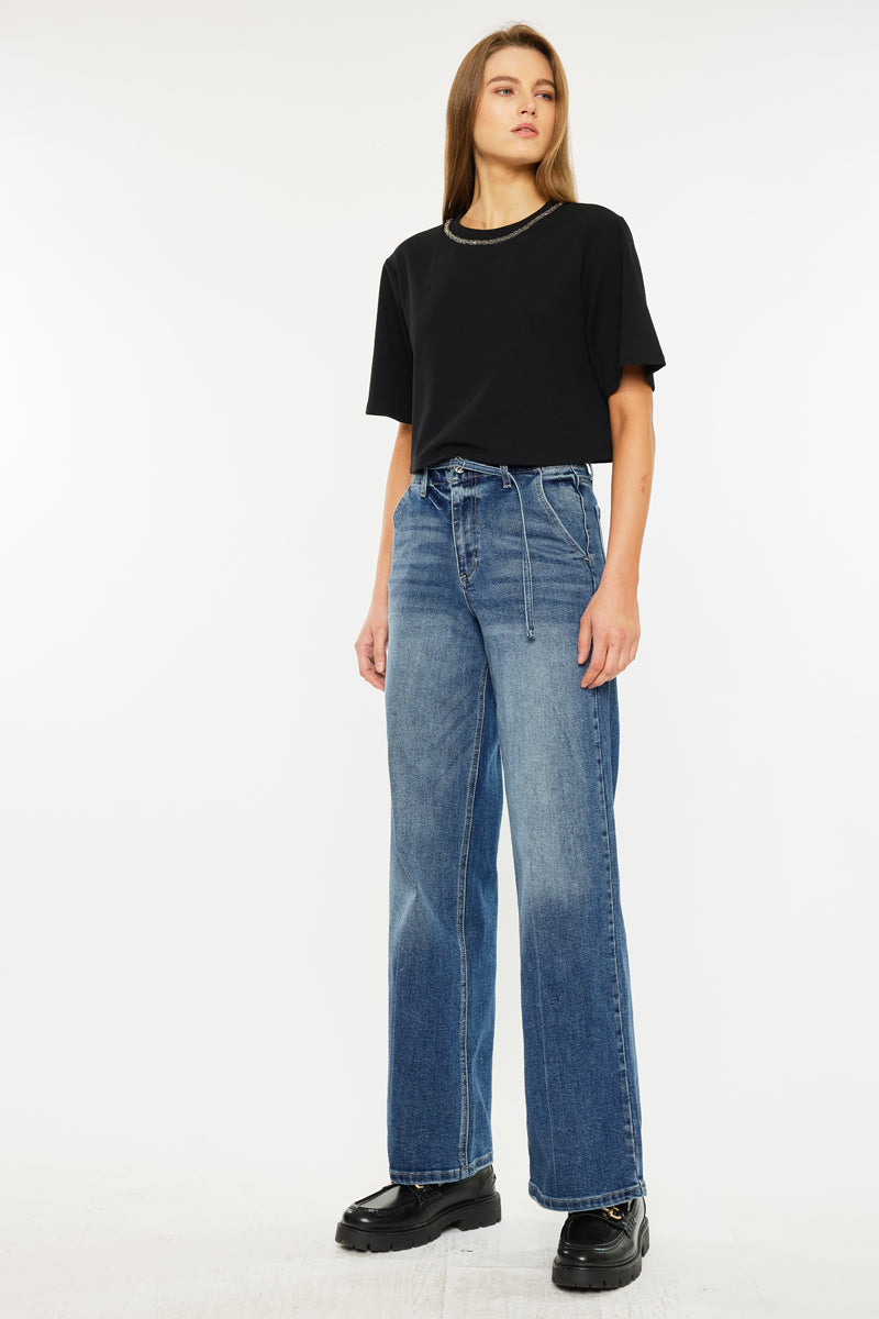 Leah Ultra High Rise Wide Leg Jeans for Women - Trendy Stretch Denim Pants with Comfortable Waistband | Perfect for Casual Outfits, Office Wear & Night Out