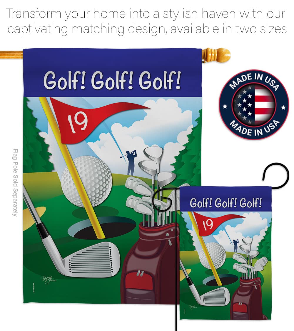 Golf Sports Vertical House Flag Set 28x40