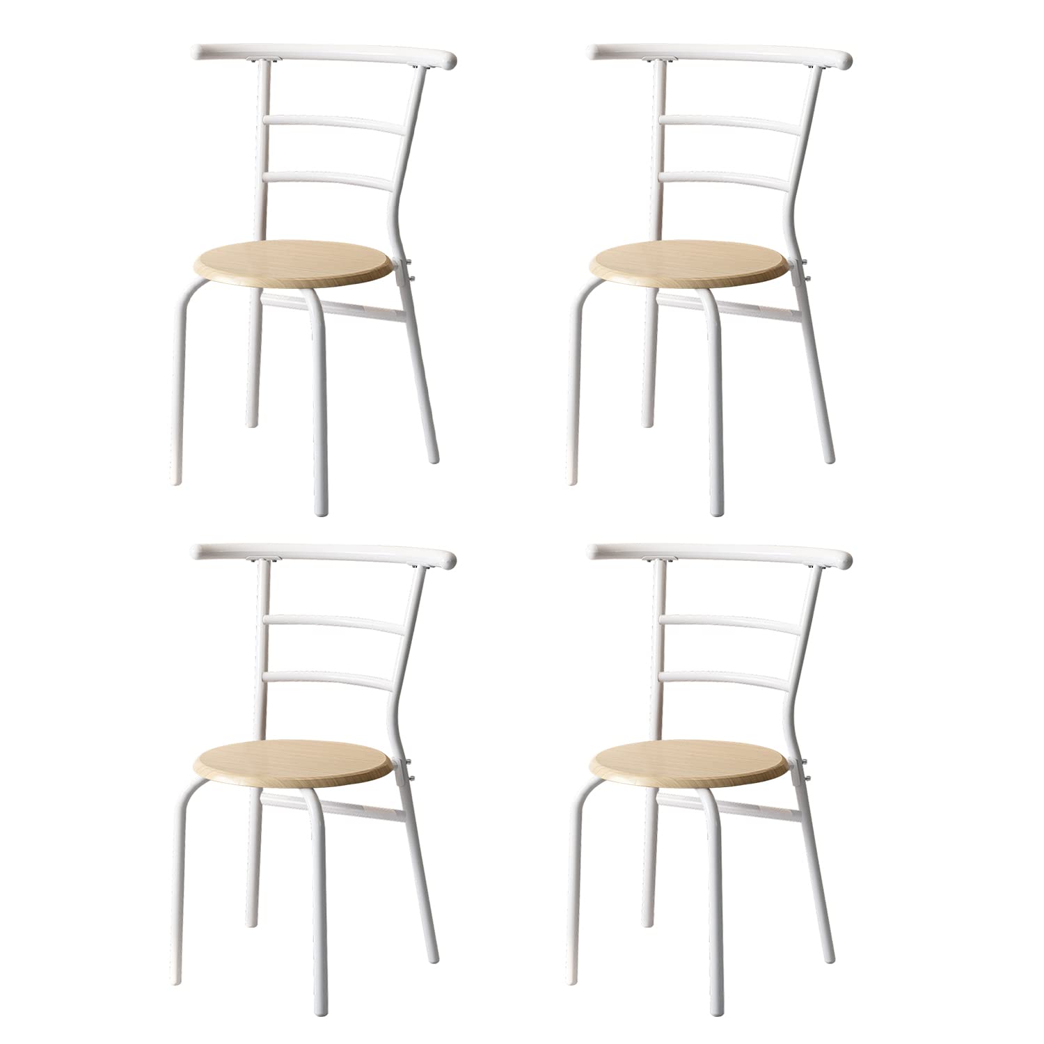 Bonzy Home 4-Piece Patio Chair Set - Durable Metal Indoor & Outdoor Lounge Chairs for Poolside, Bistro, Cafe, Restaurant & Kitchen - Stackable Wooden Back Chairs for Relaxing & Entertaining