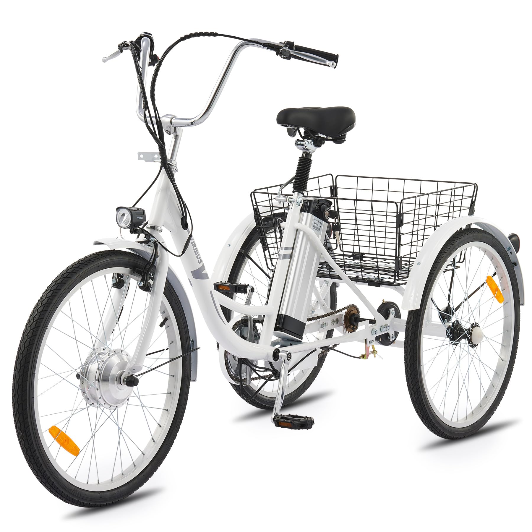 Viribus 36V 10Ah Electric Tricycle for Adults - 250W Motor, 330 lb Capacity, 24/26 Inch Wheels with Basket | UL Certified E-Bike Trike for Women, Men & Seniors | Perfect for Commuting, Grocery Shopping & Leisure Rides