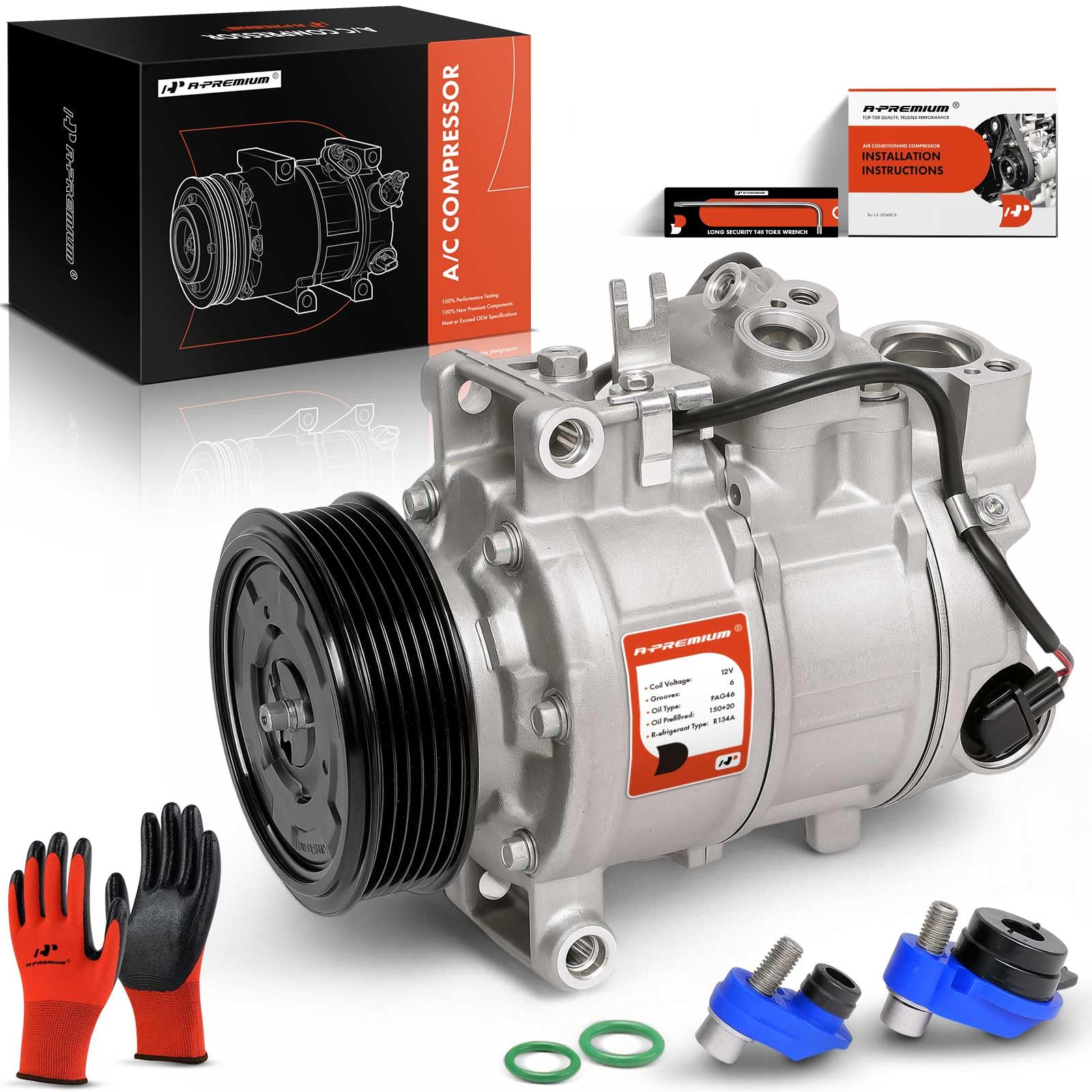 Premium AC Compressor with Clutch for Audi A4/A5/A6/Q3/Q5/Q7 (2005-2016) - High Performance Replacement Part | Perfect for Summer Cooling & Long Road Trips