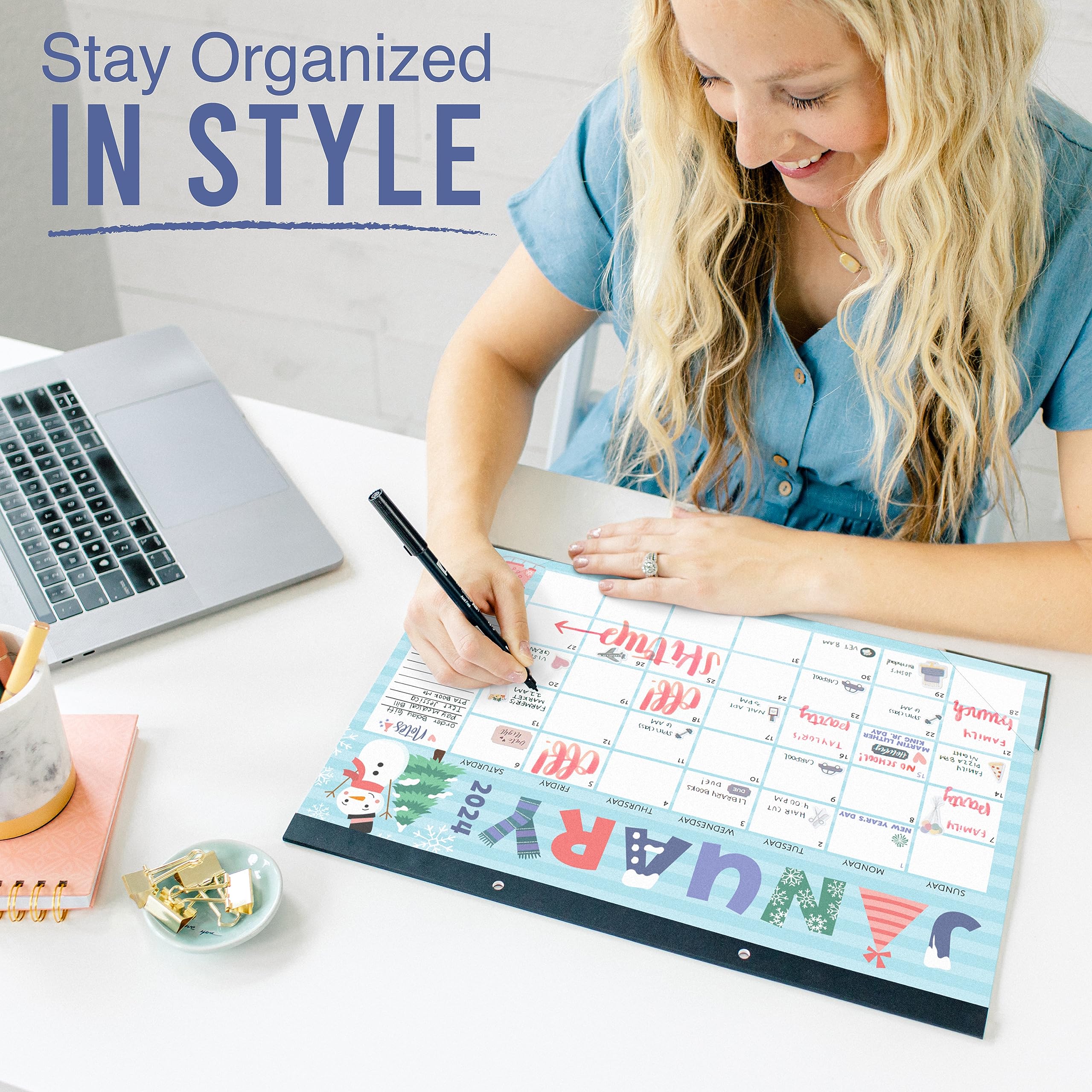 Hadley Designs 2024-2025 Doodle Teacher Desk Calendar - Large Academic Planner for School Year July 2024 to June 2025 | Perfect for Classroom Organization, Teacher Gifts & Office Productivity